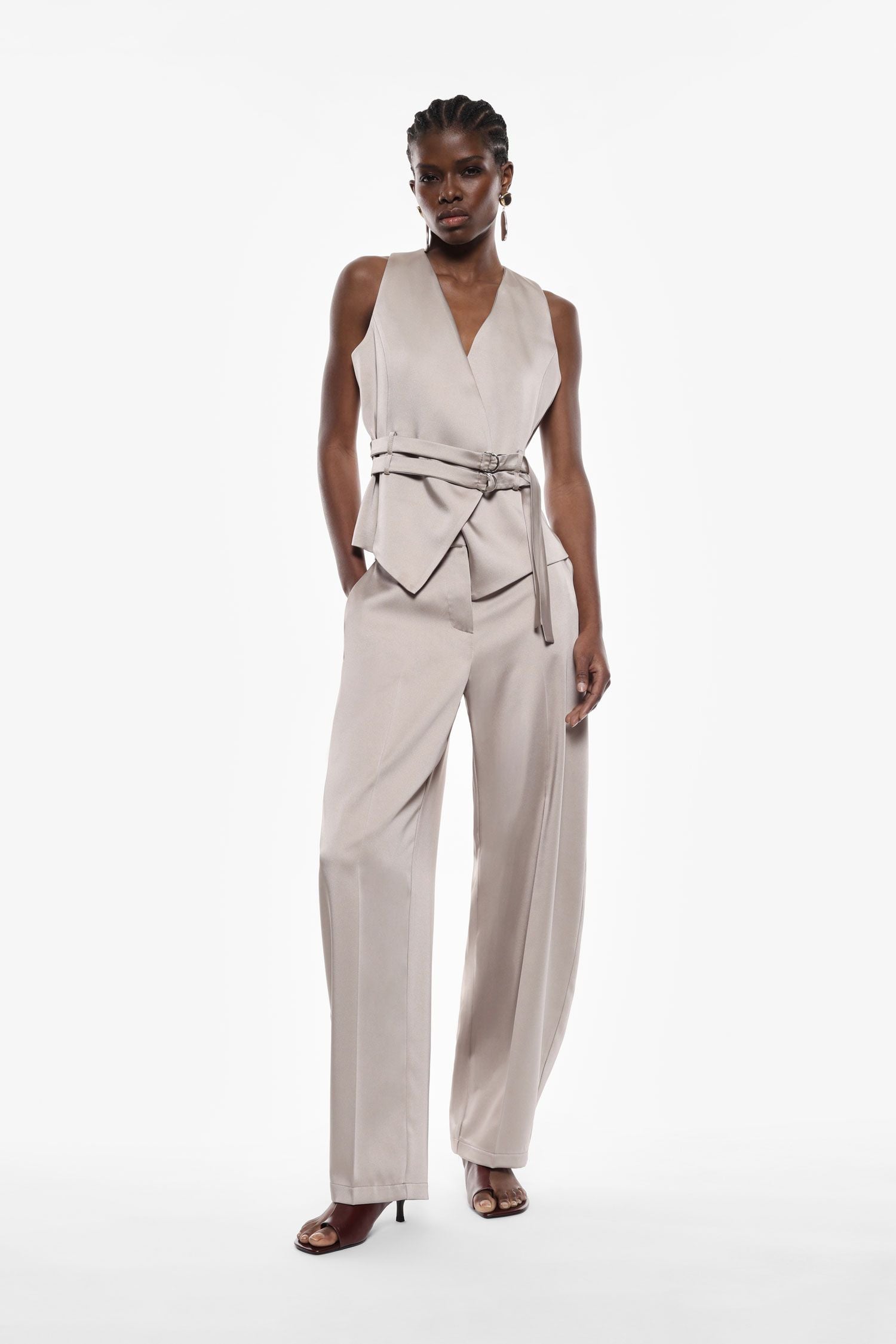 Pantalon large en satin