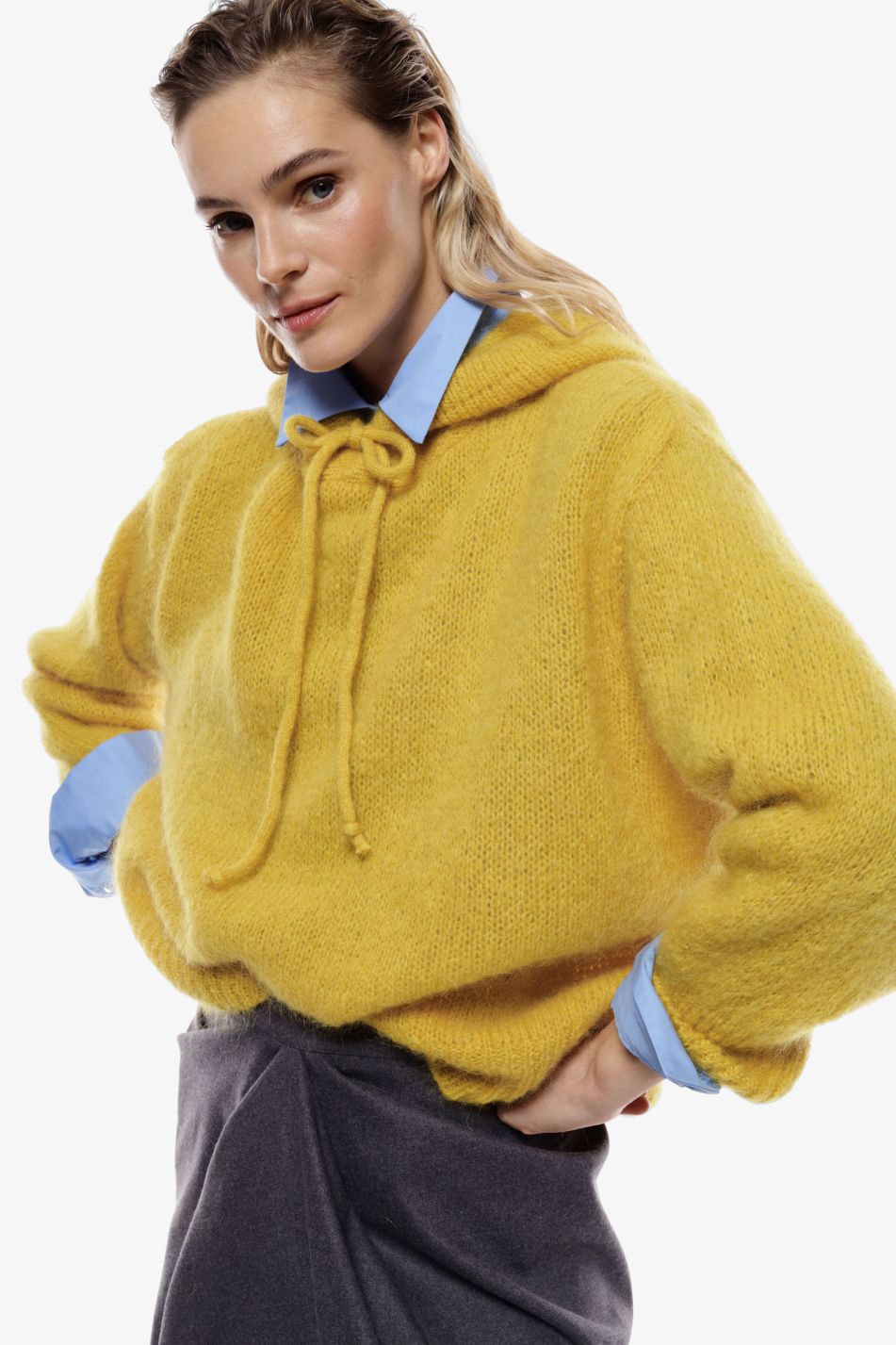 Sweater with Knitted Hooded