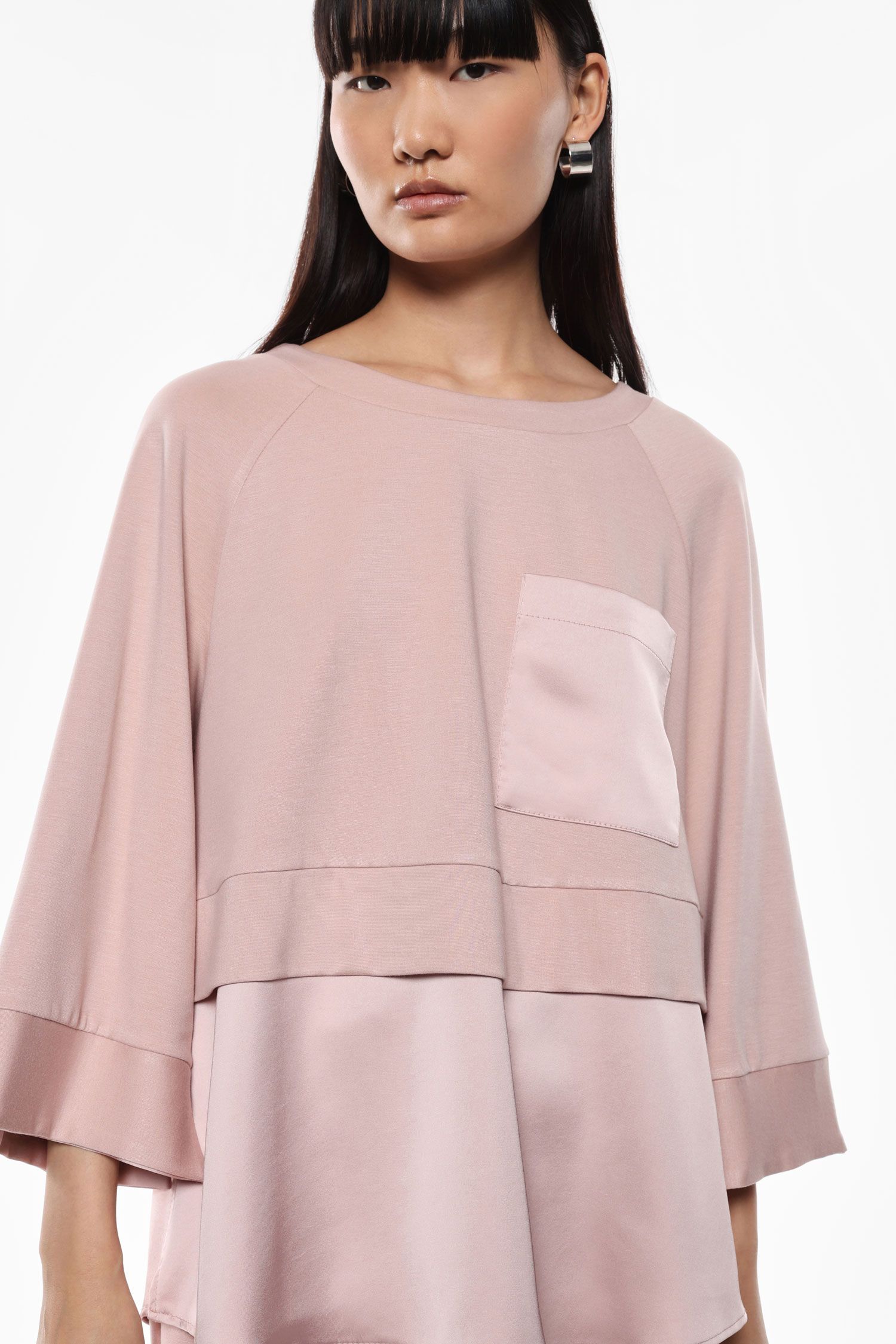 Sweat-shirt combiné avec poche et manches 3/4
