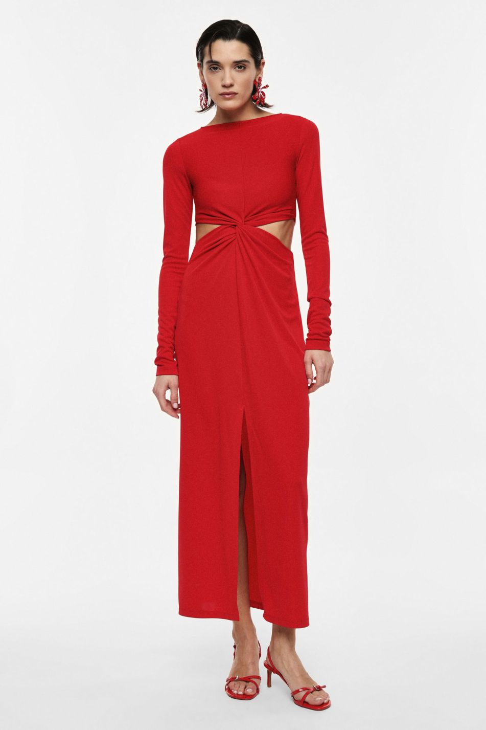 Long dress with long sleeves and side cut-outs
