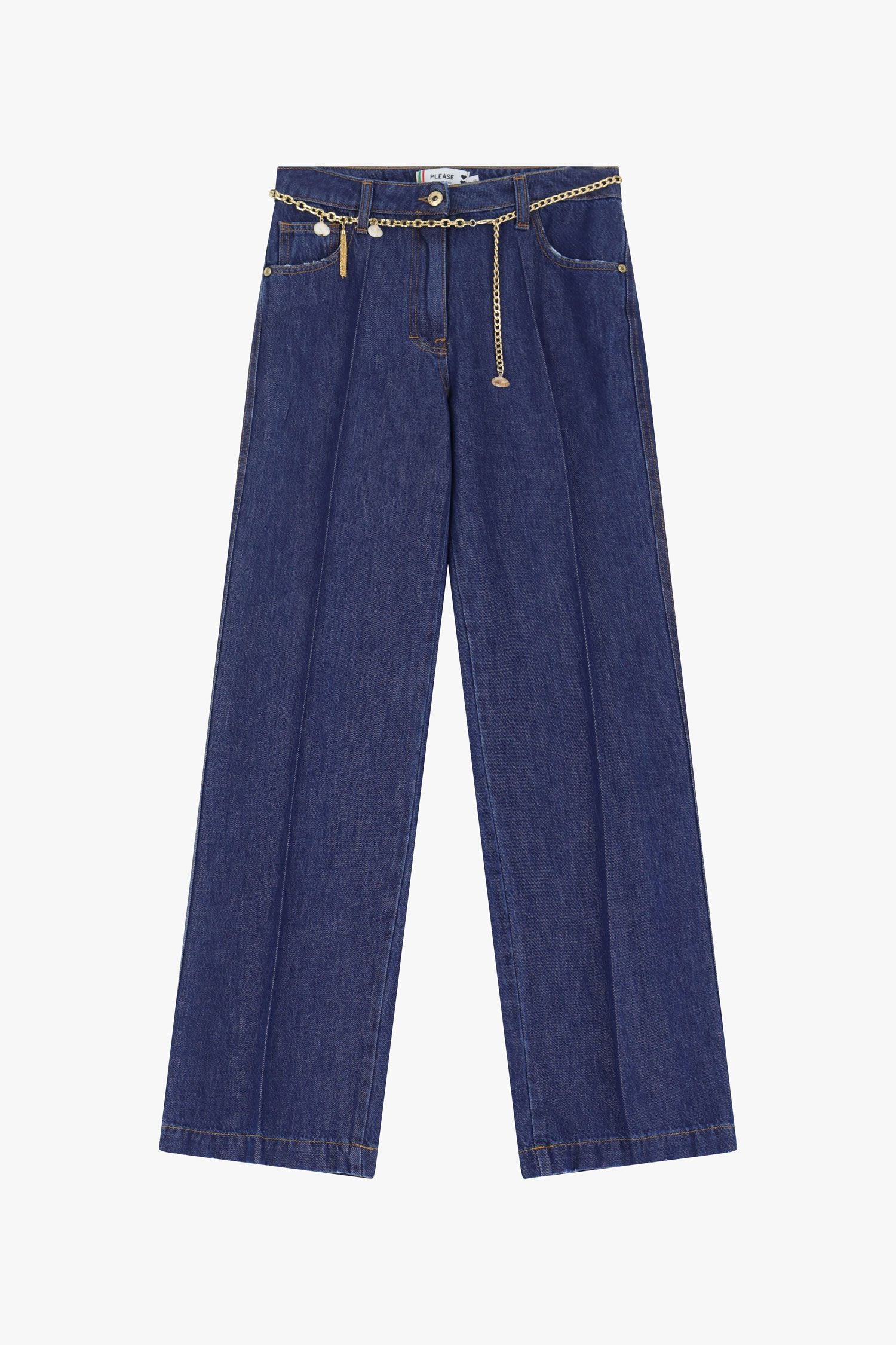 Jean droit ceinturé