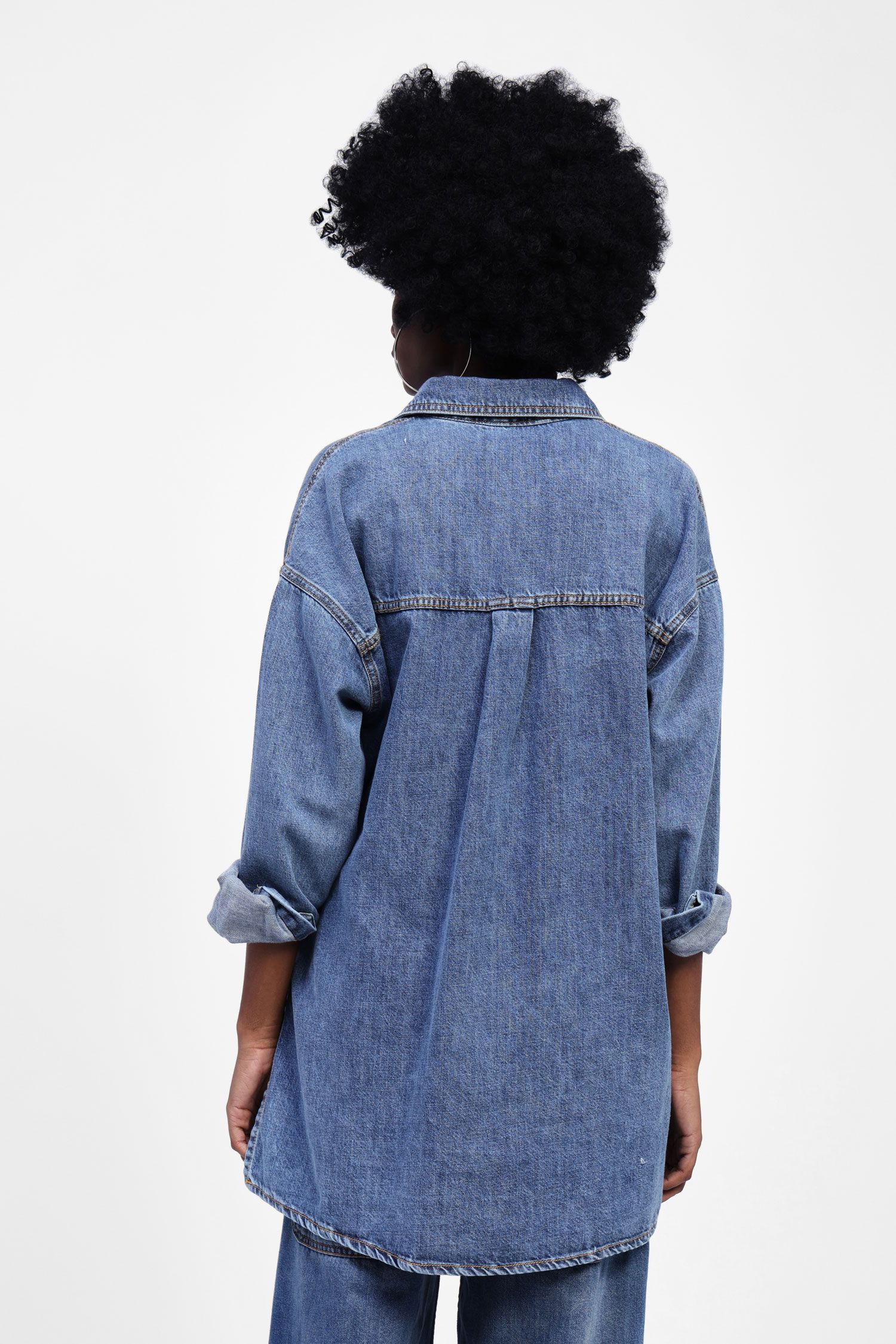 Chemise maxi en jean avec poches