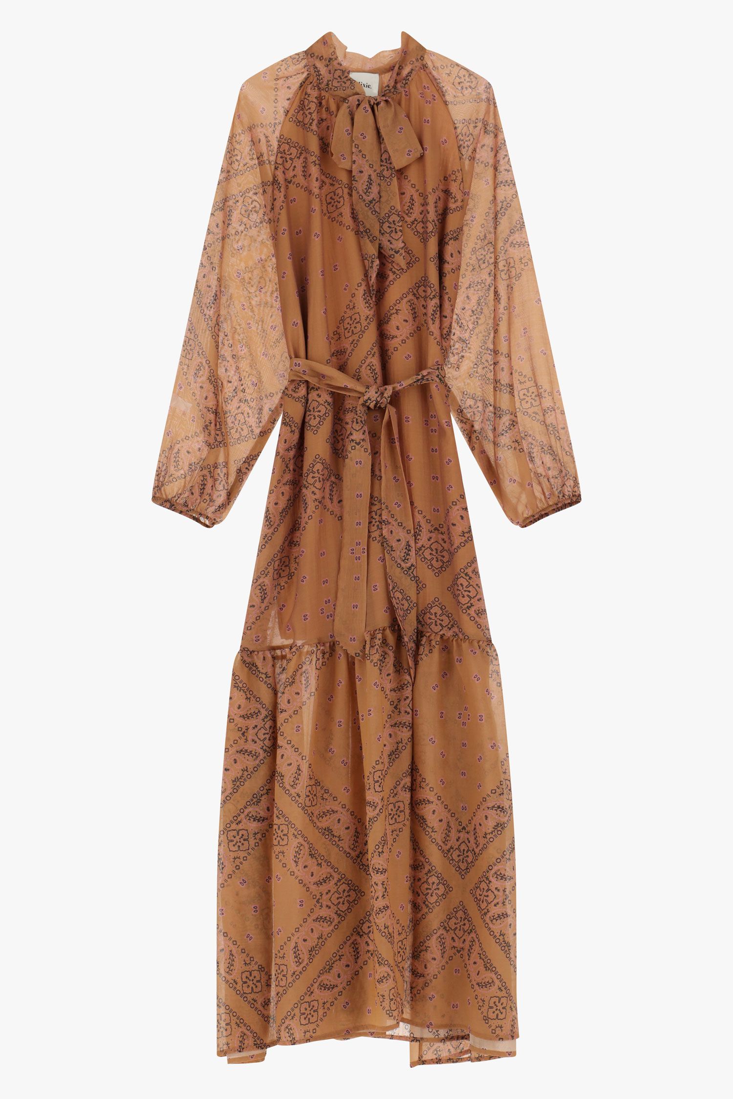 Robe longue imprimée avec ceinture