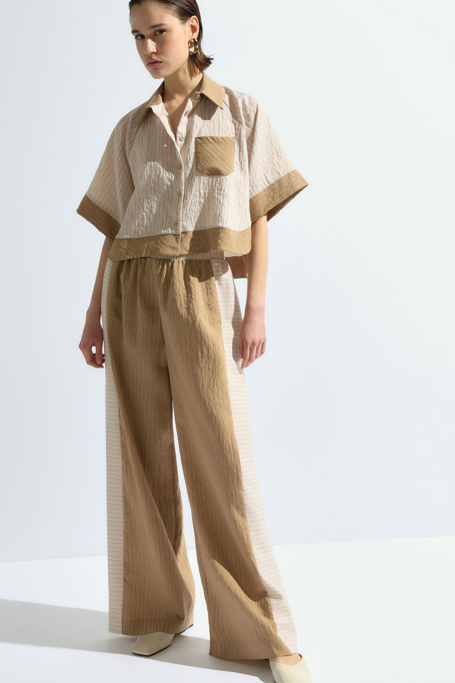 Wide Leg Striped Trousers