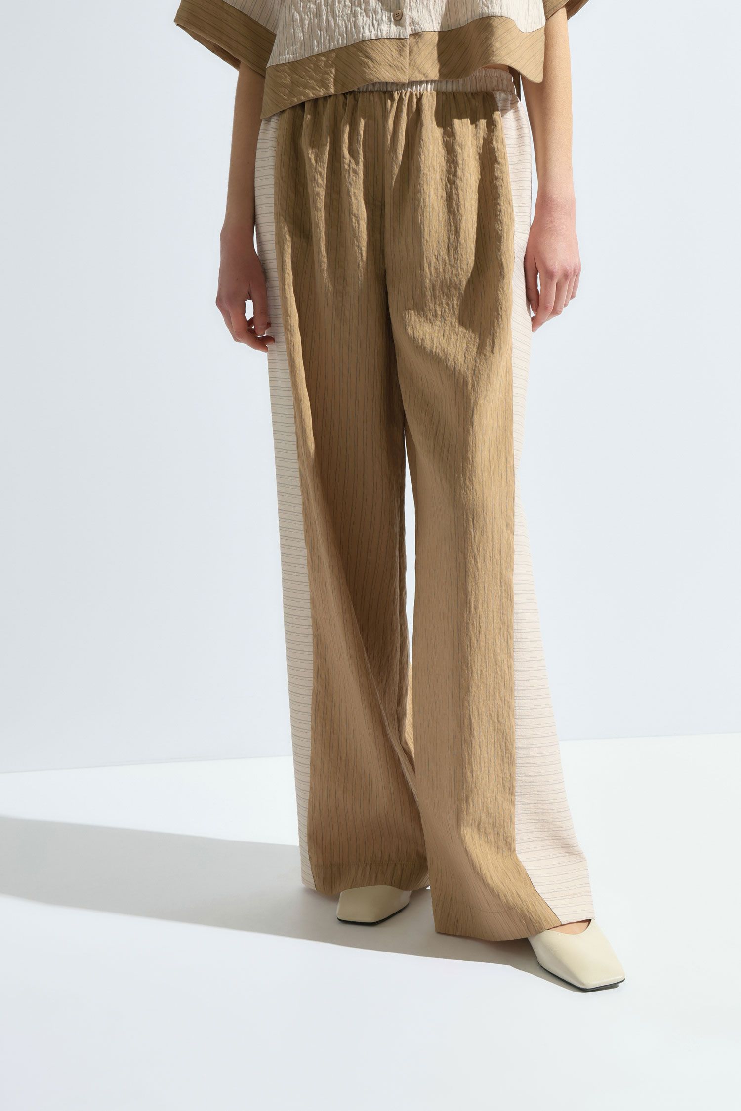 Wide Leg Striped Trousers