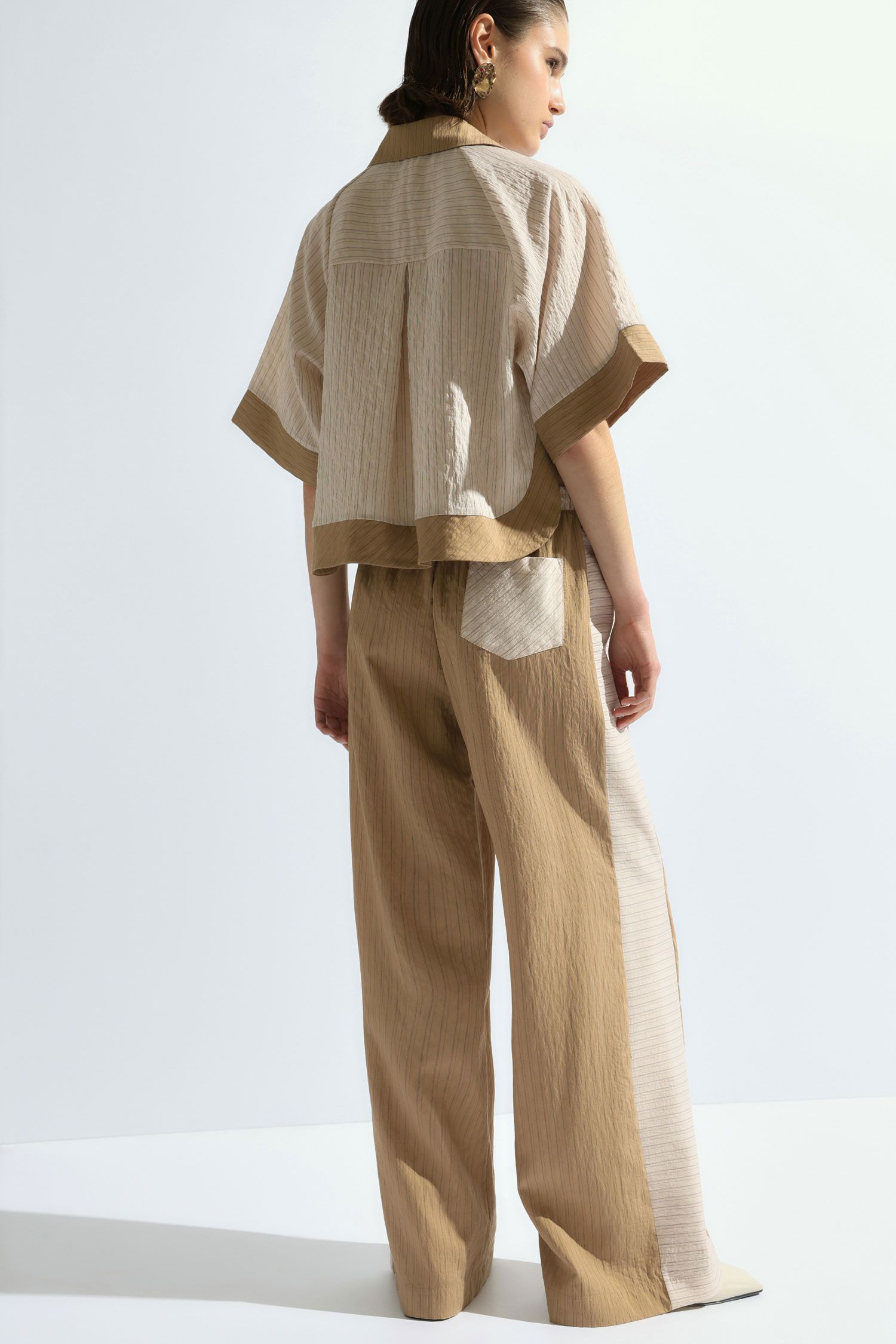 Wide Leg Striped Trousers