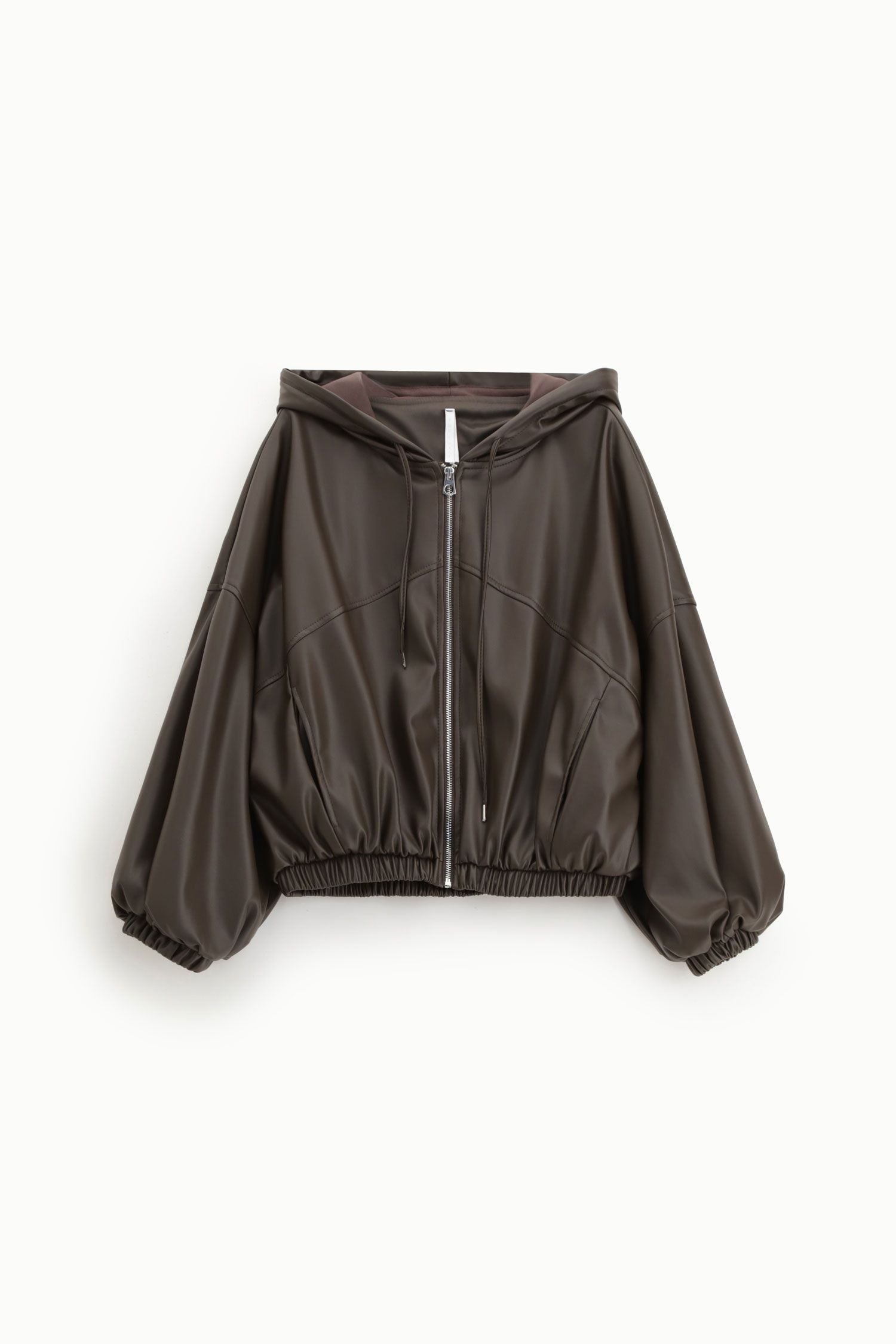 Sweat à capuche zippé en similicuir