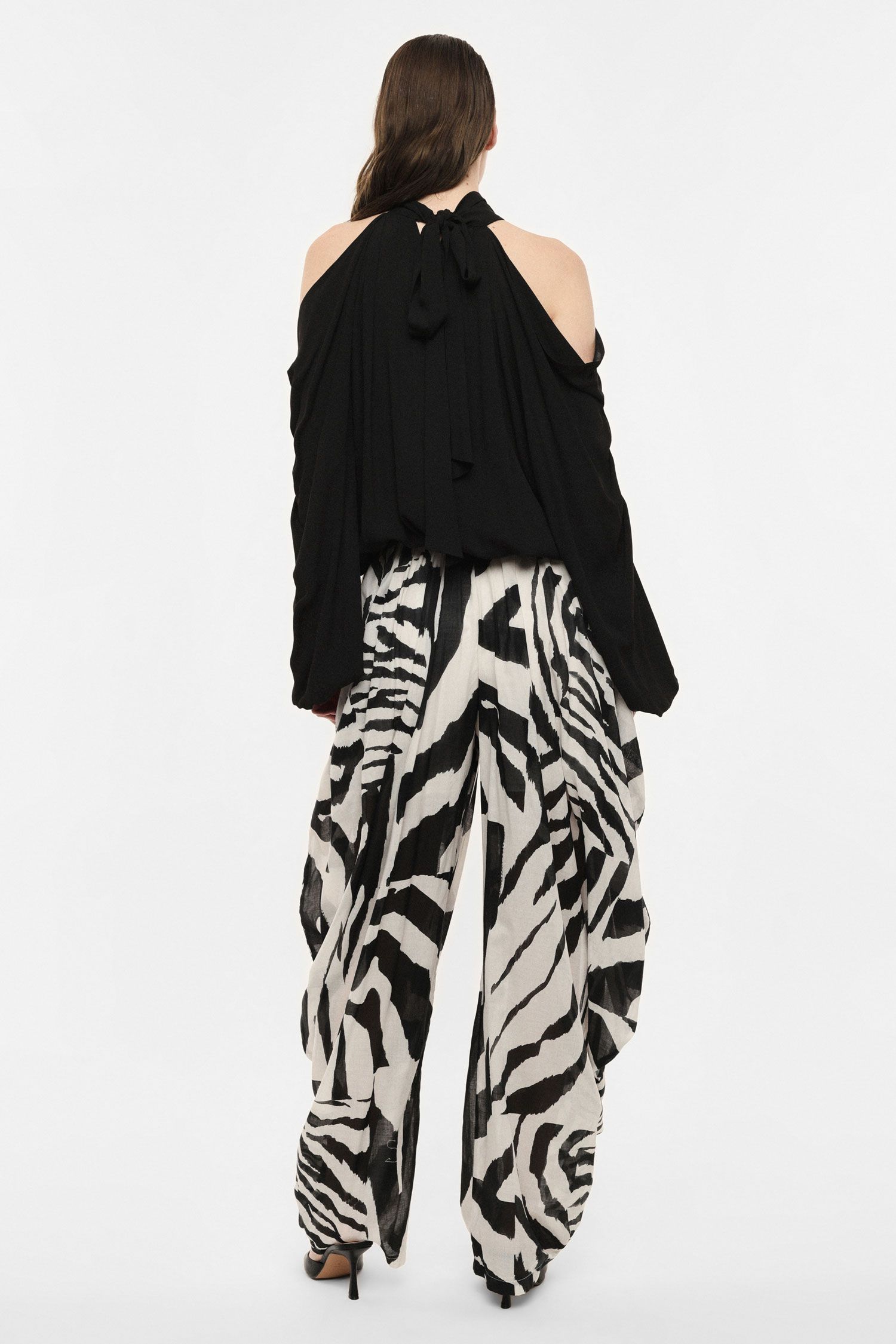 Zebra Print Draped Pants
