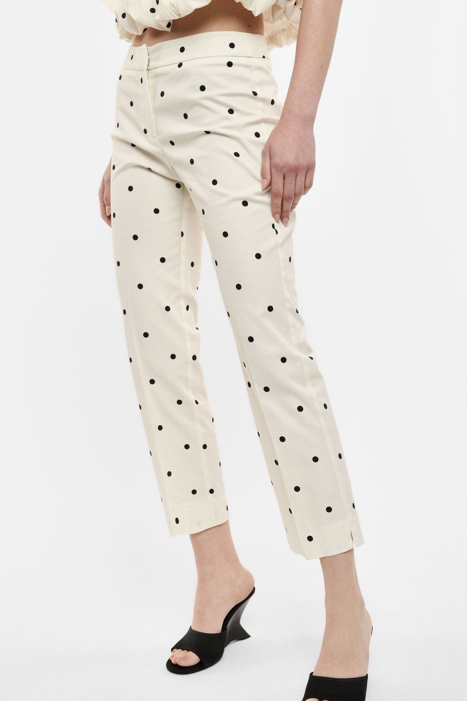 Polka Dot Straight-Leg Pants