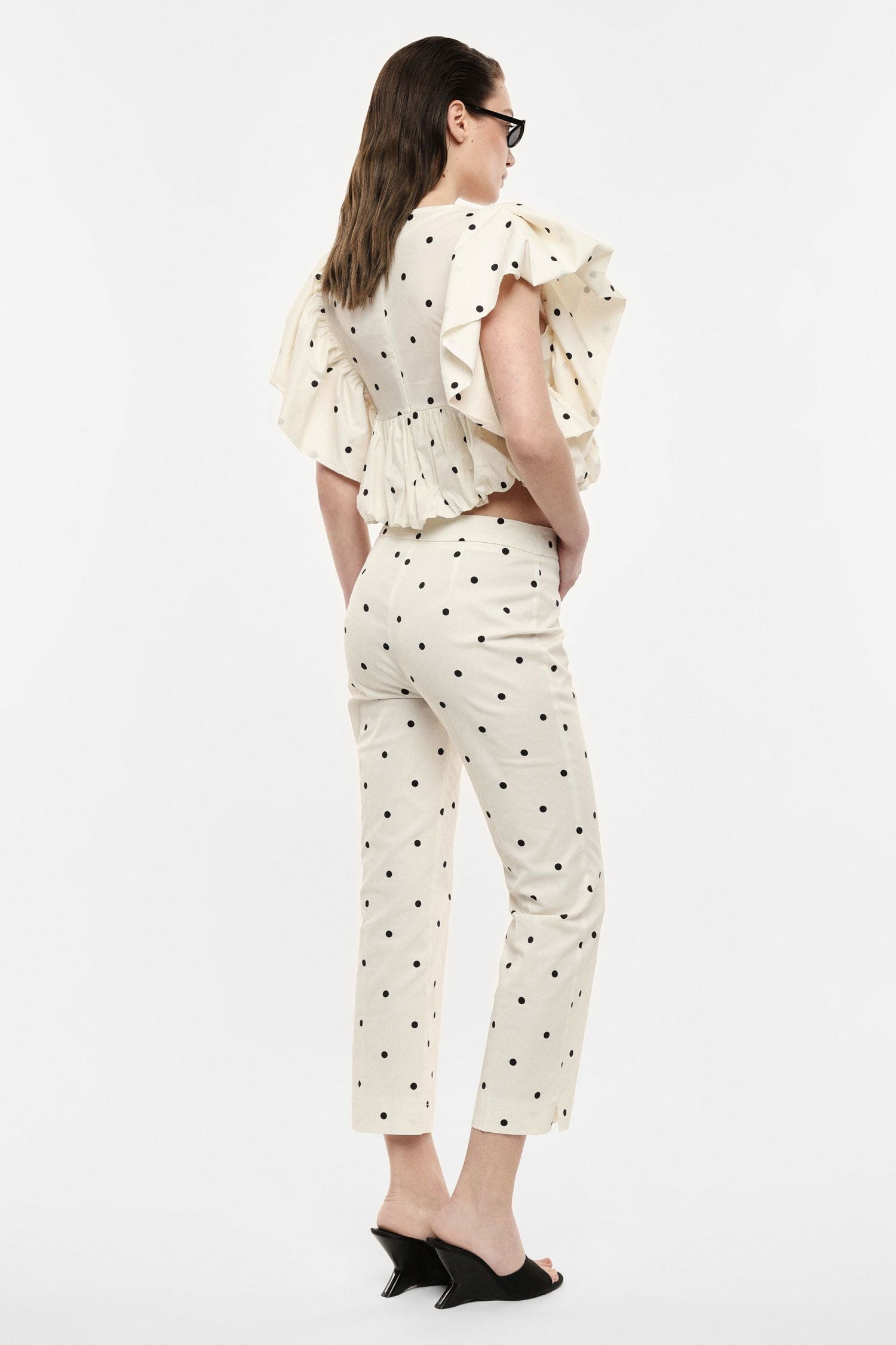 Polka Dot Straight-Leg Pants
