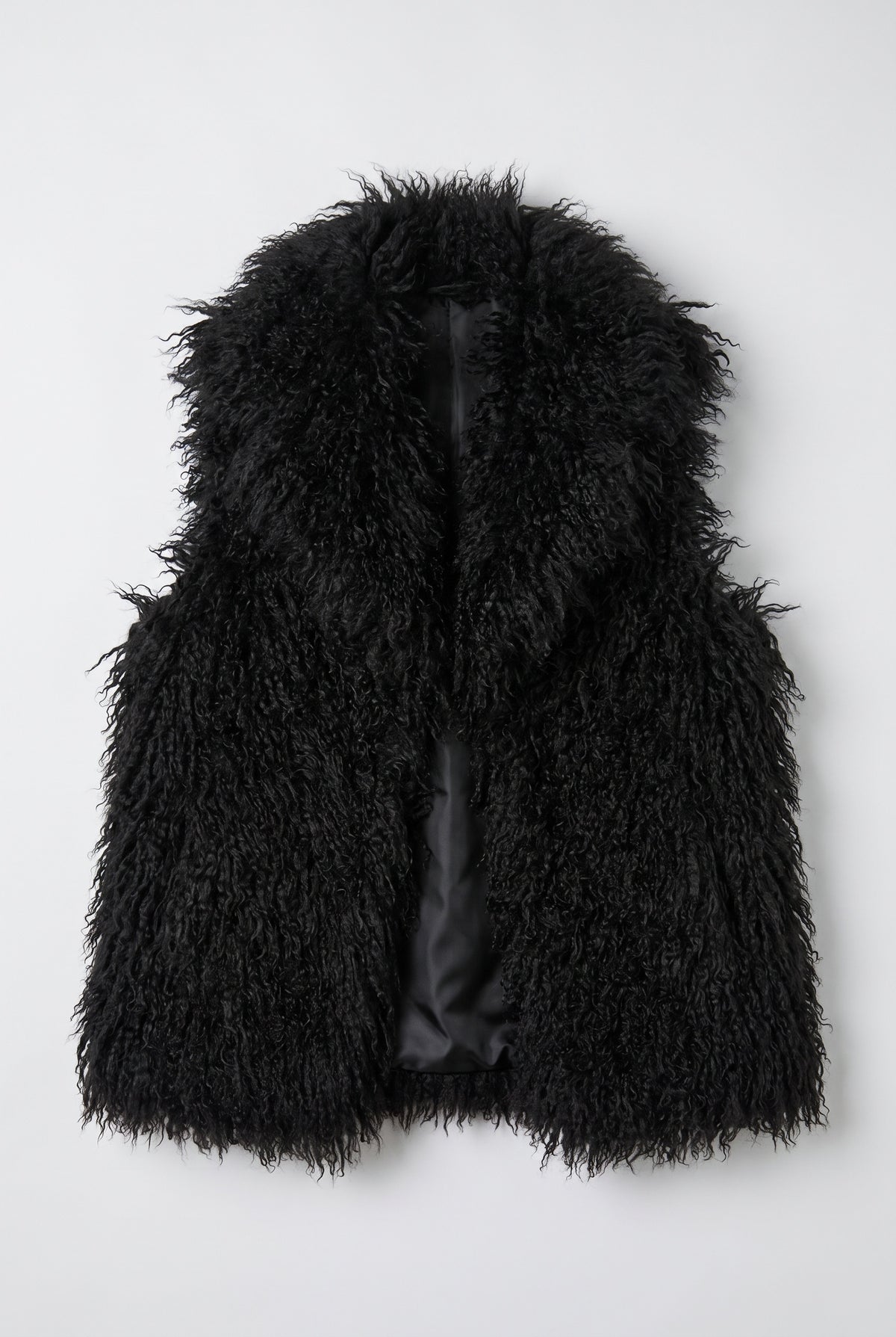 Textured Fur Vest - Black - flat lay