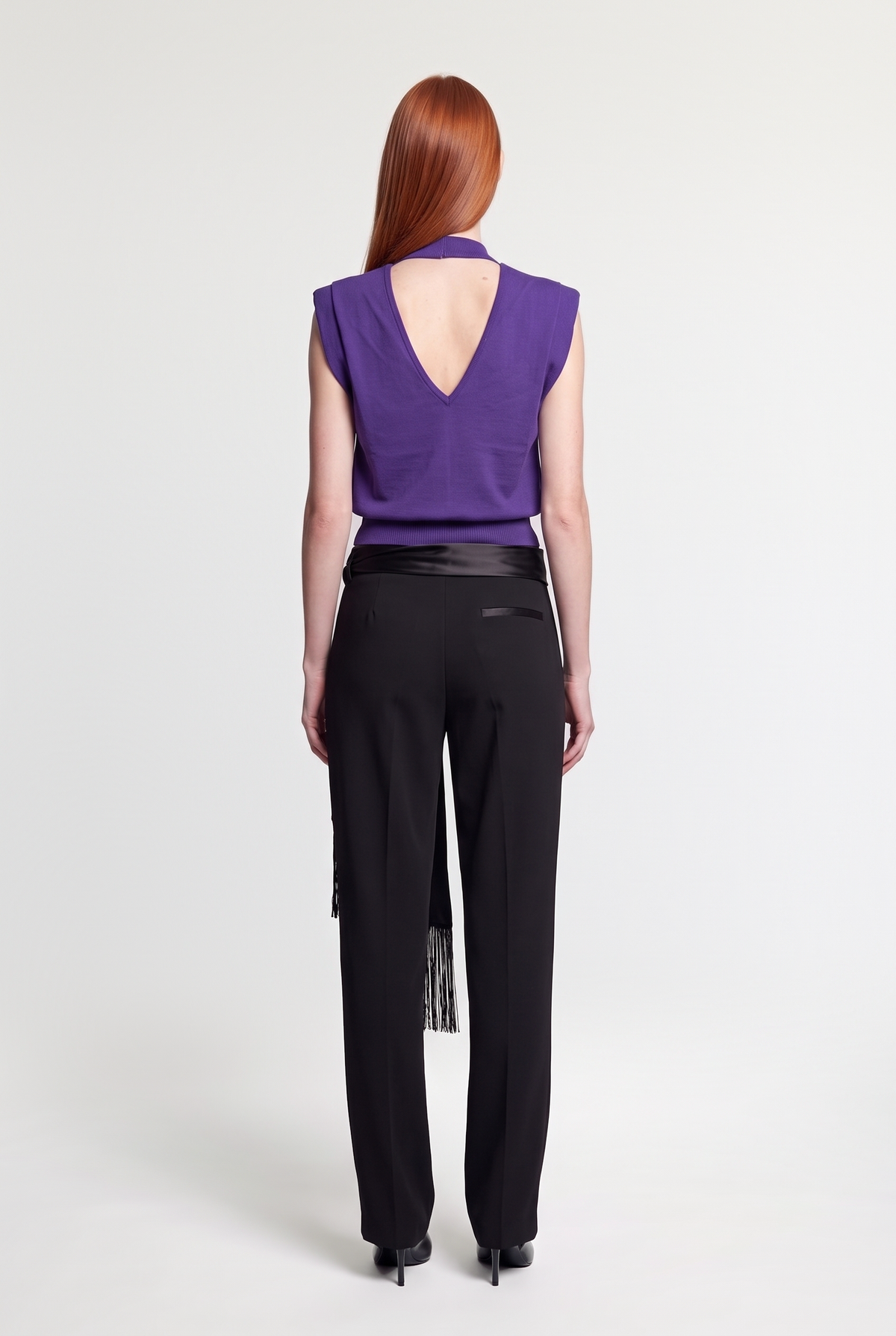 Sleeveless mock-neck knit - Purple - back view