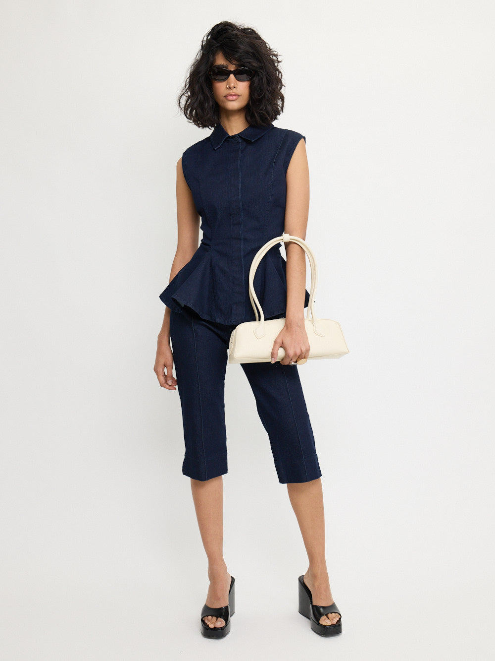 Chemise péplum en jean