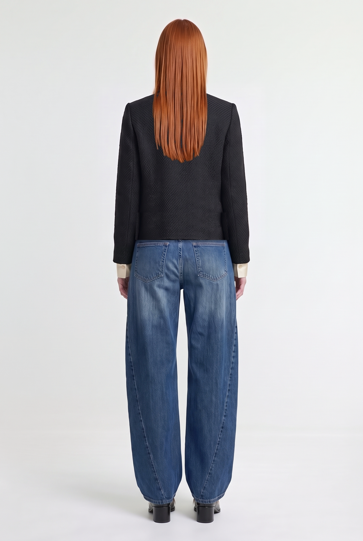 Horse-Toggle Textured Jacket - Black - back view