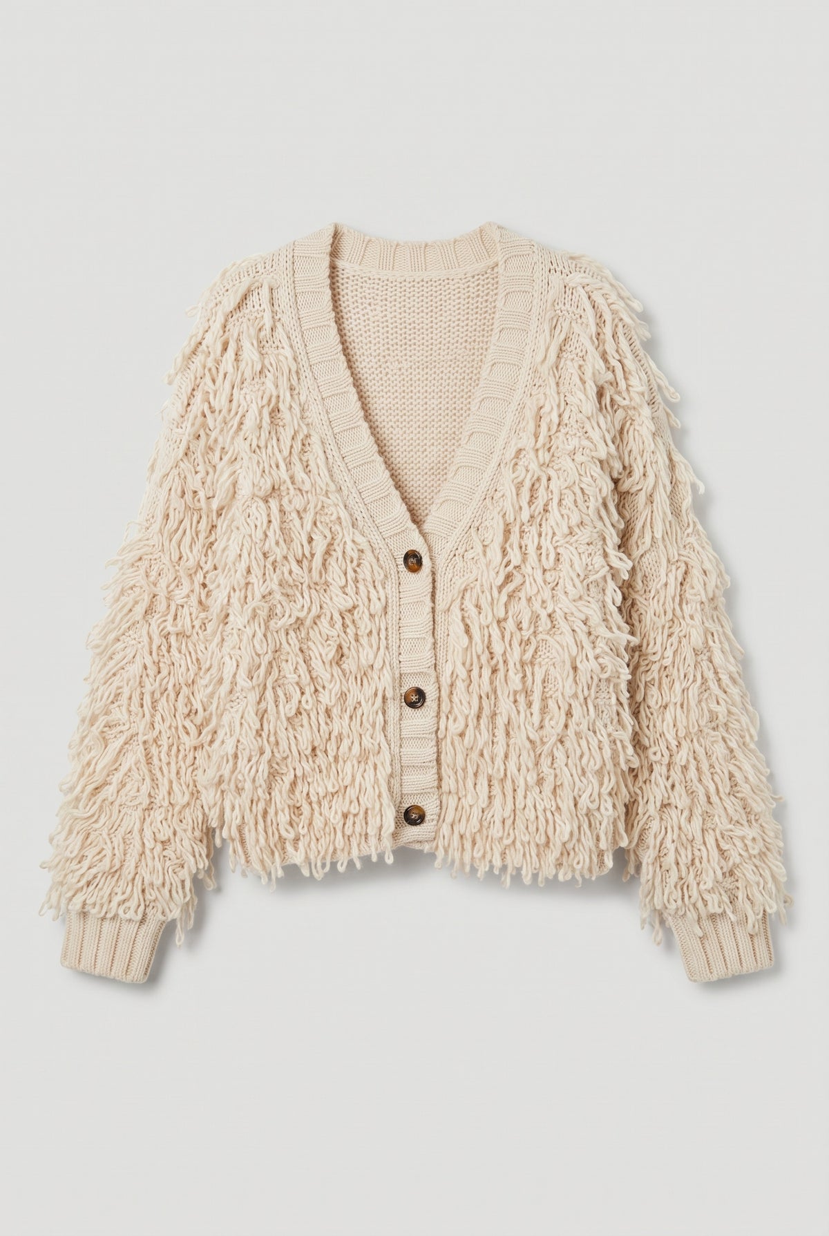 Loop-fringe cardigan - Butter - flat lay