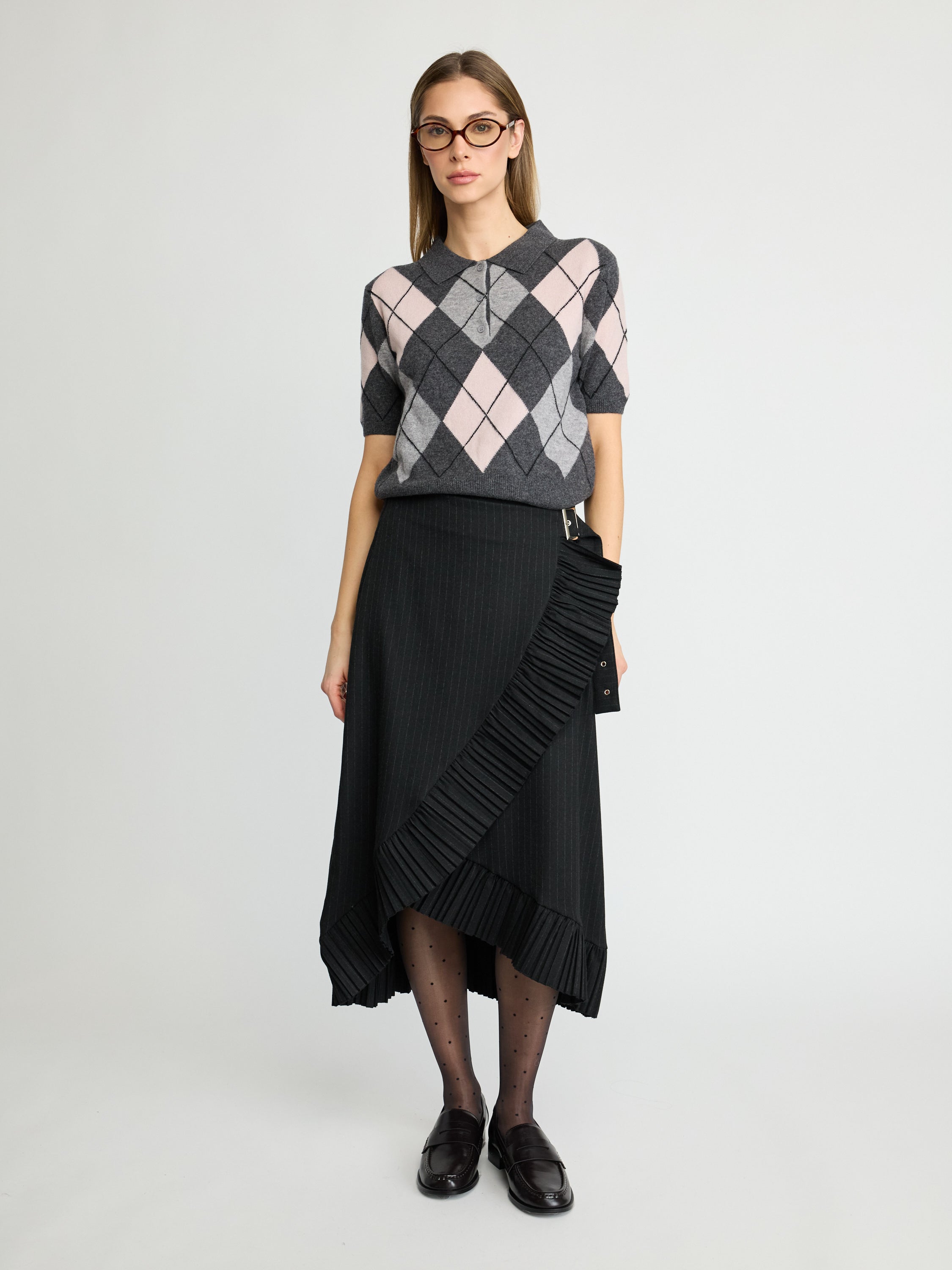 Argyle Wool Knit Polo