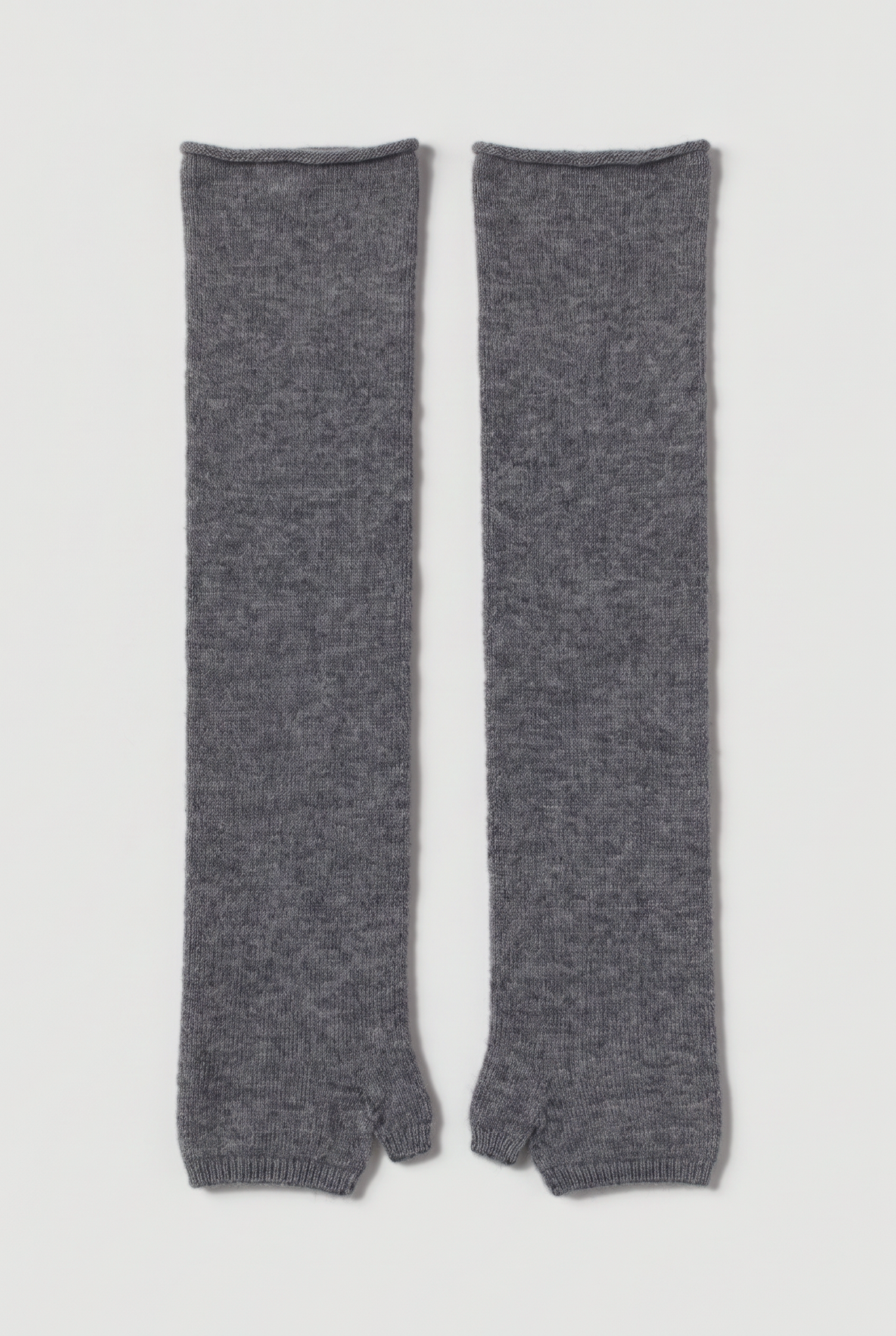 Long fingerless knit gloves in Grey