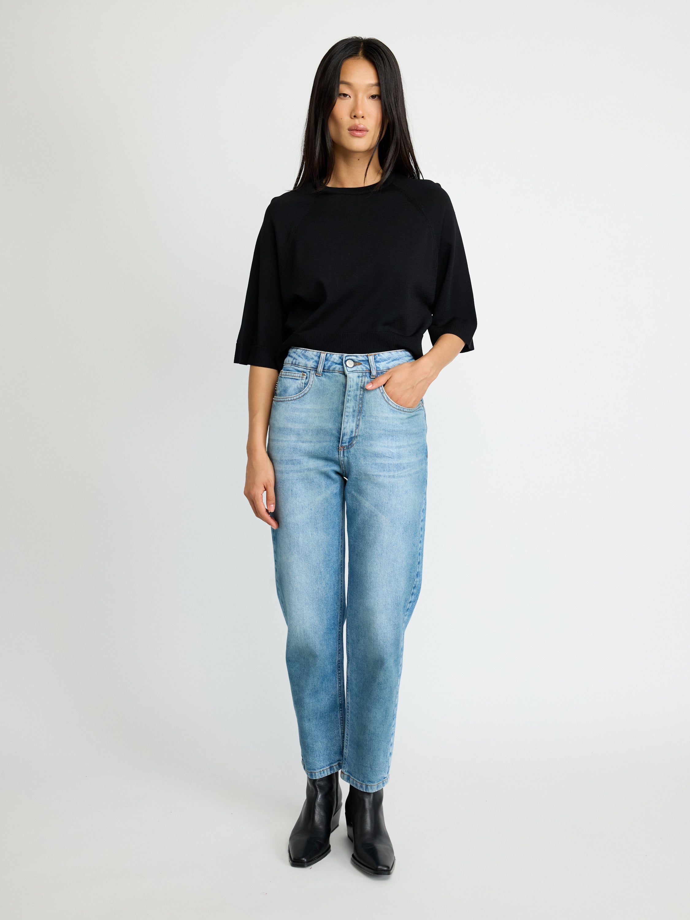 Jean droit taille haute