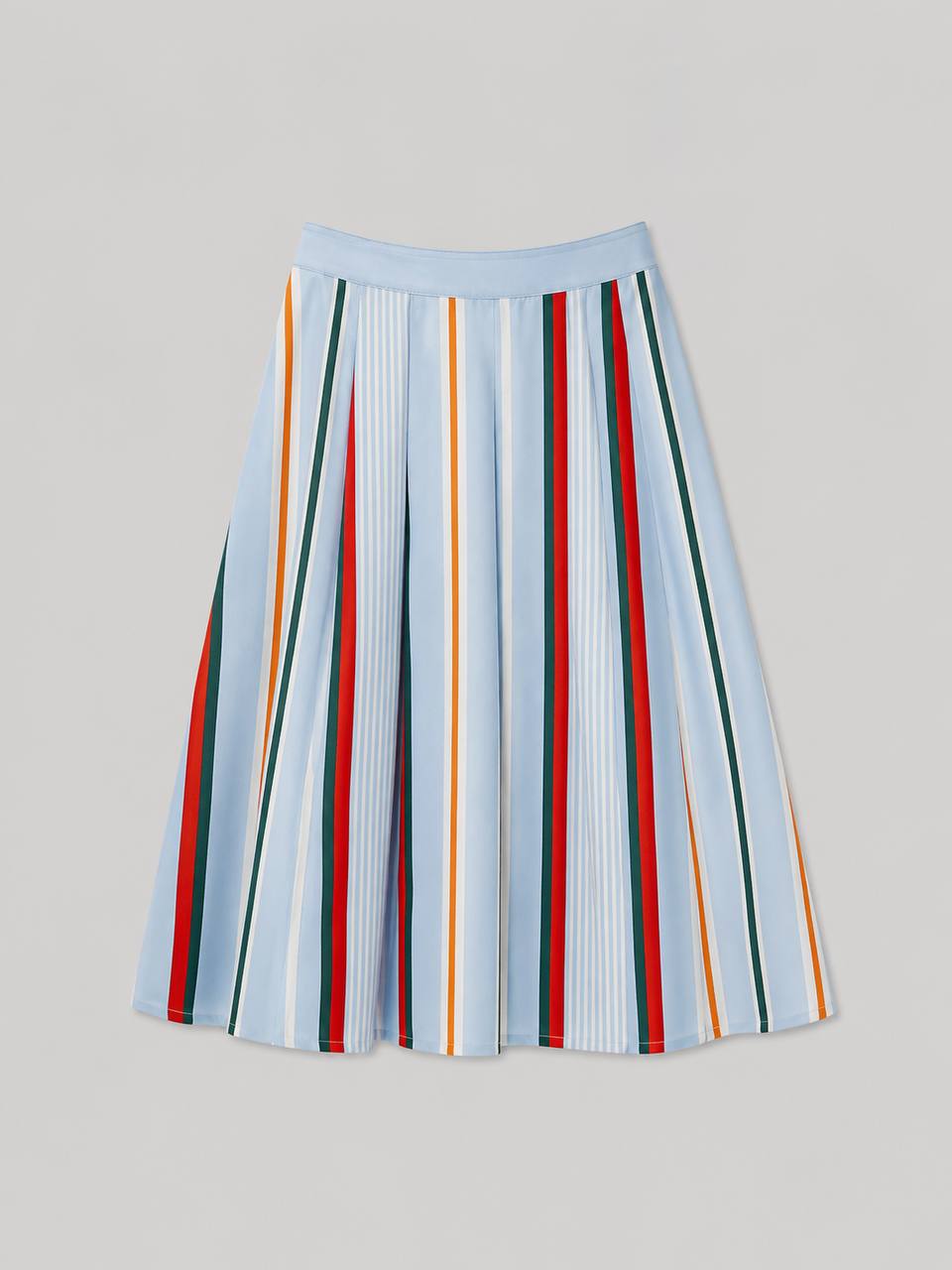 Multicolor Striped Midi Skirt