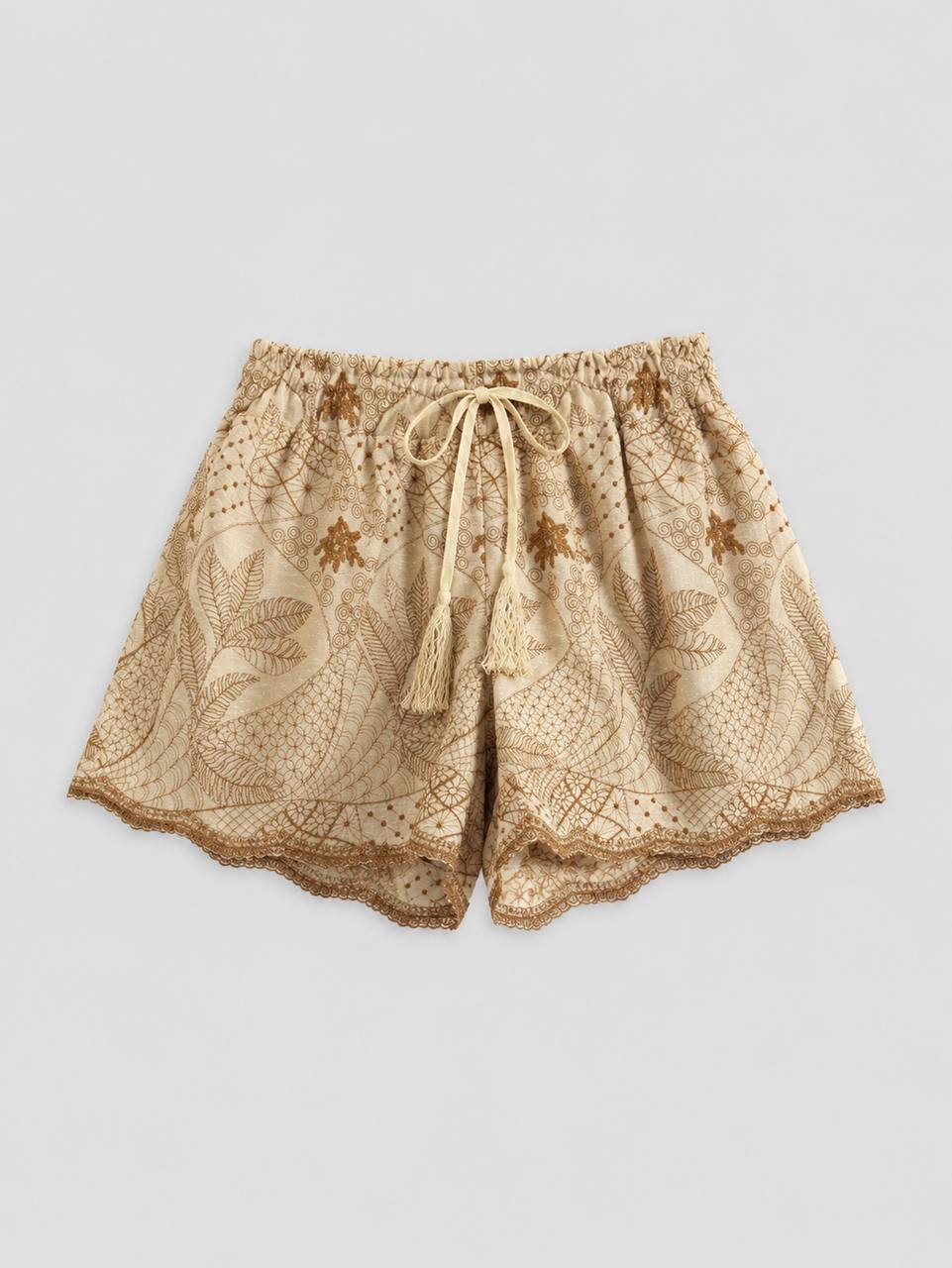 Boho Embroidered Print Shorts