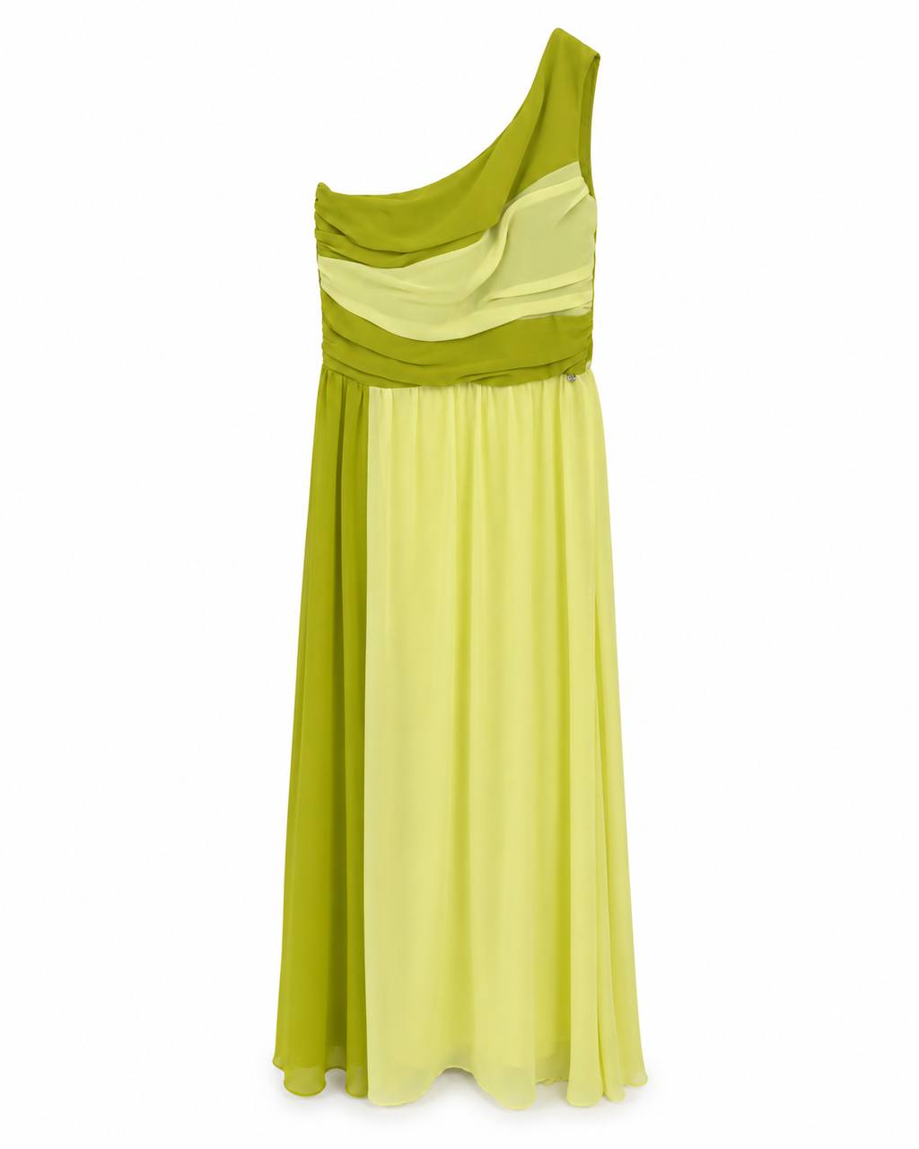 ROBE VERT ASYMÉTRIQUE À UNE ÉPAULE