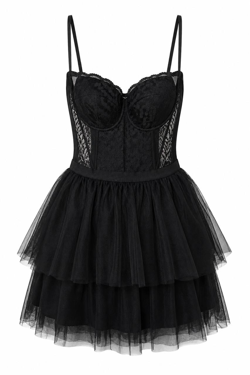 MINI DRESS BLACK CORSET