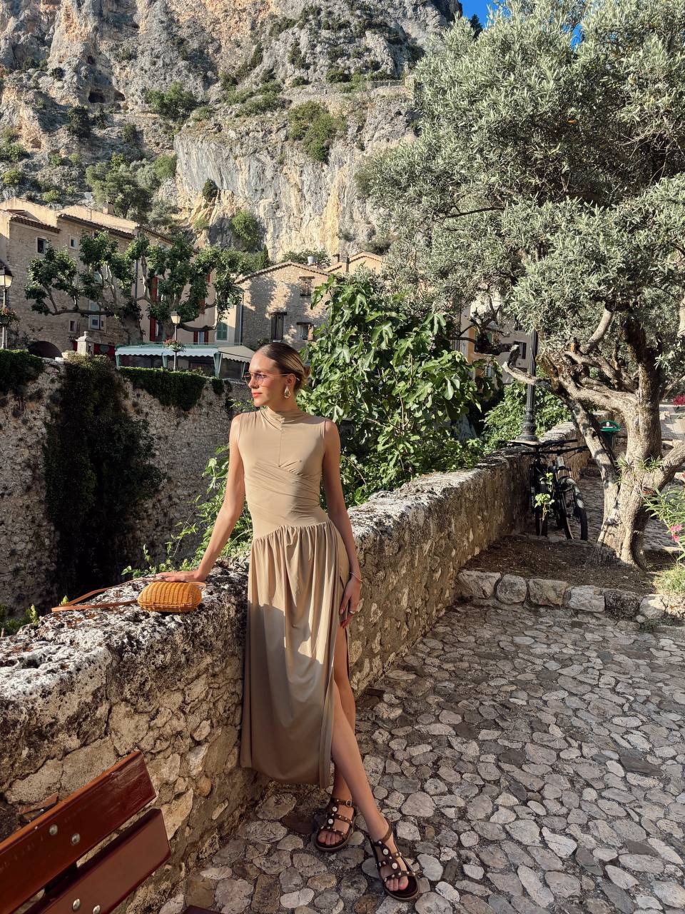 Elegant Beige Maxi Dress