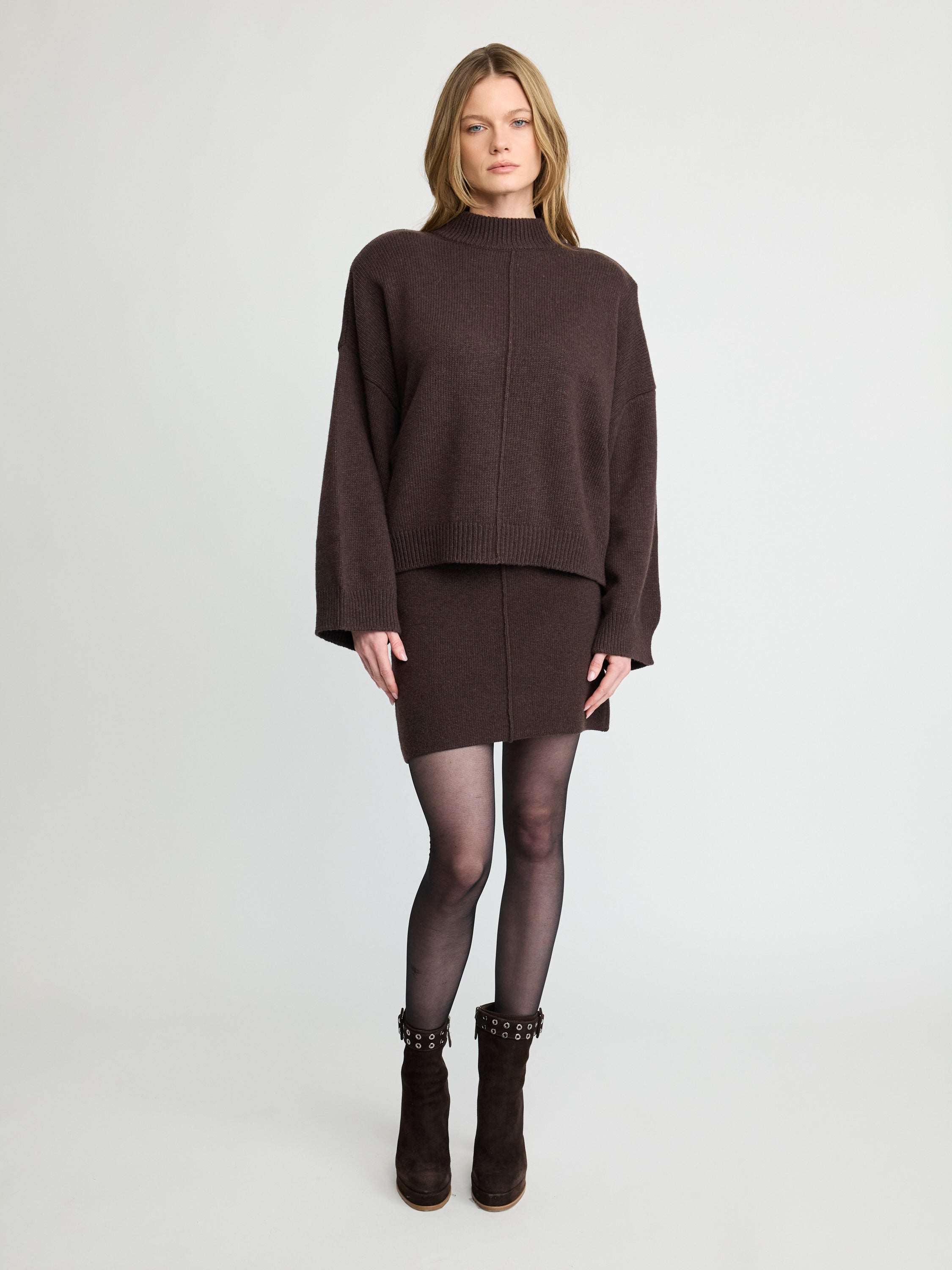 Mock-Neck Knit Sweater
