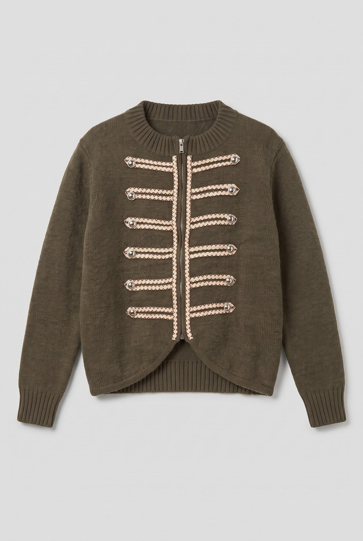 Military frogged zip cardigan - Military - flat lay