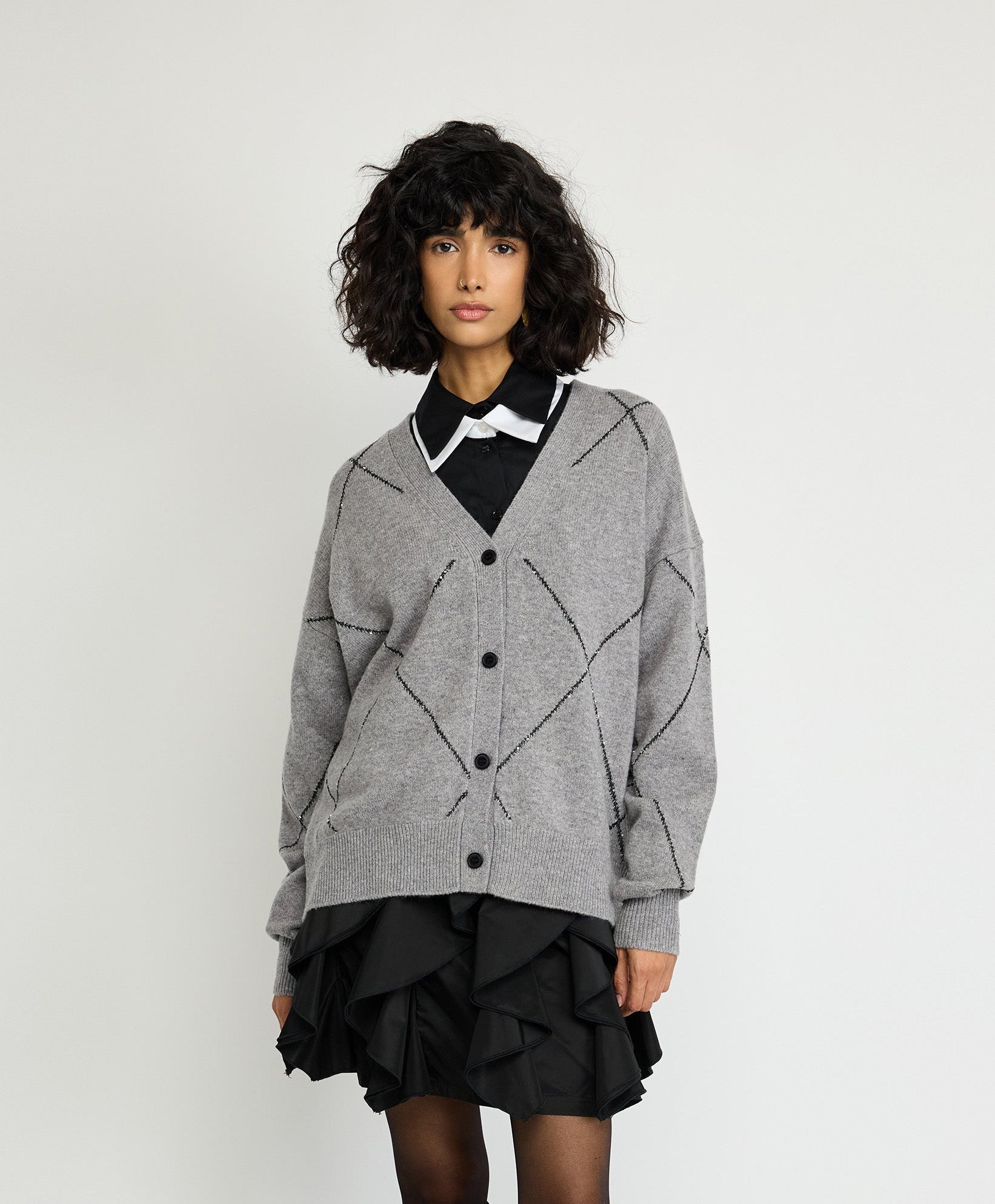 Shimmer Stitch Knit Cardigan