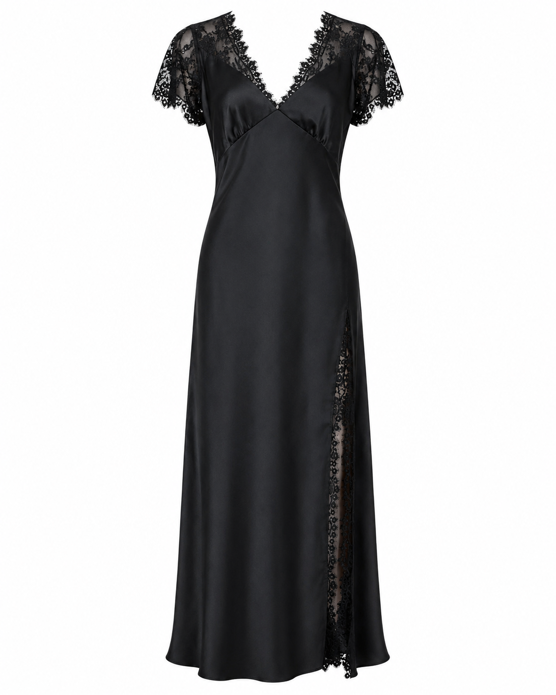 Satin Long Dress Lace - Maska
