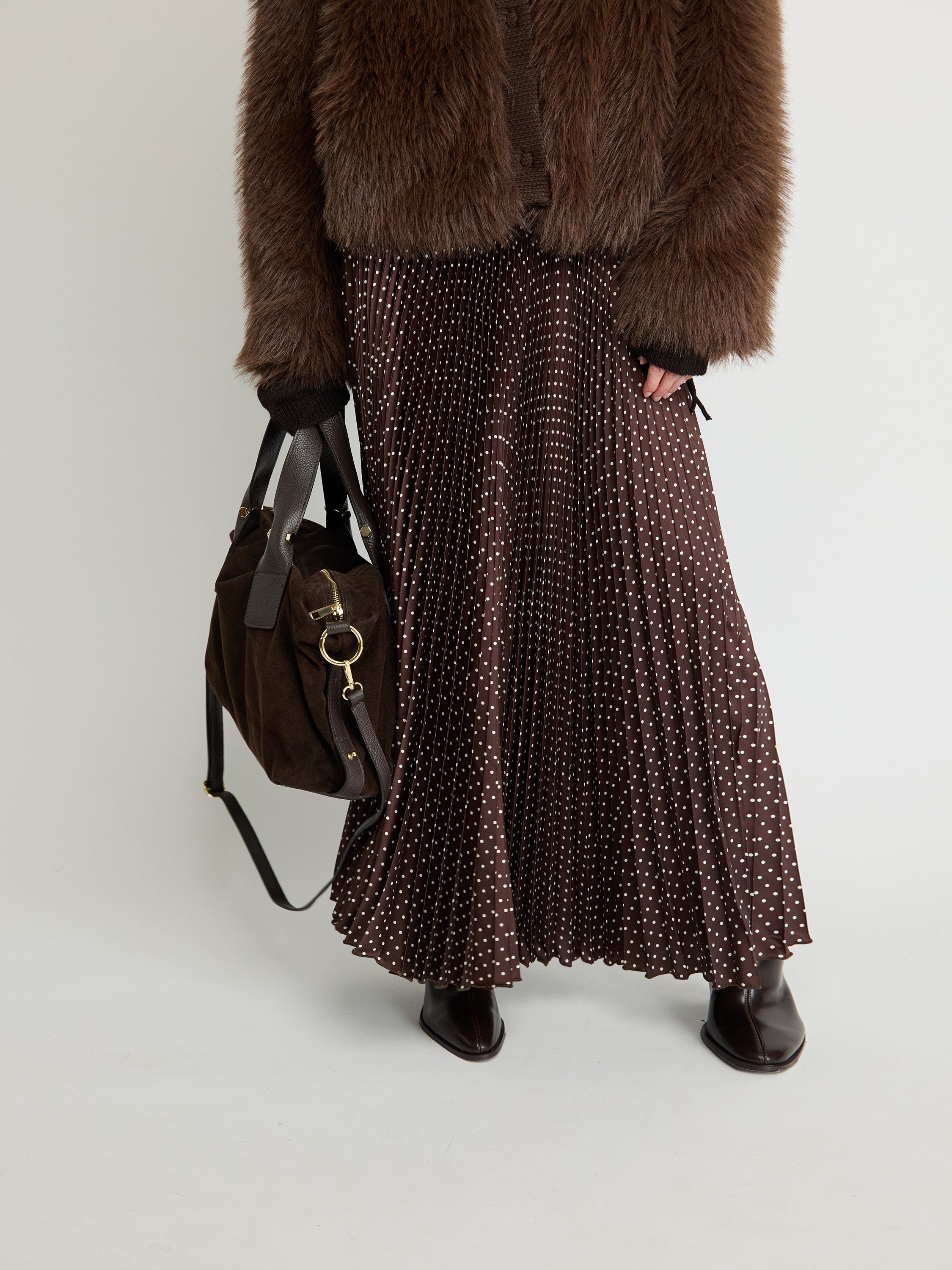 Top-Handle Suede Bag