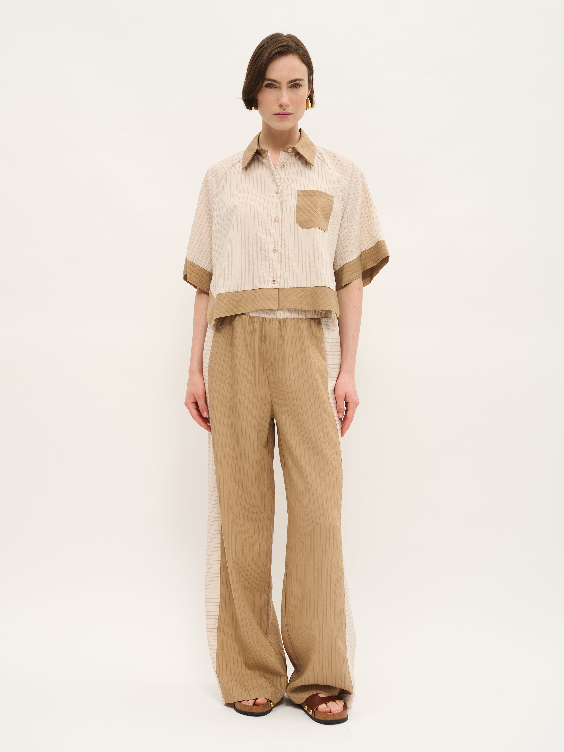 Pantalon large à rayures