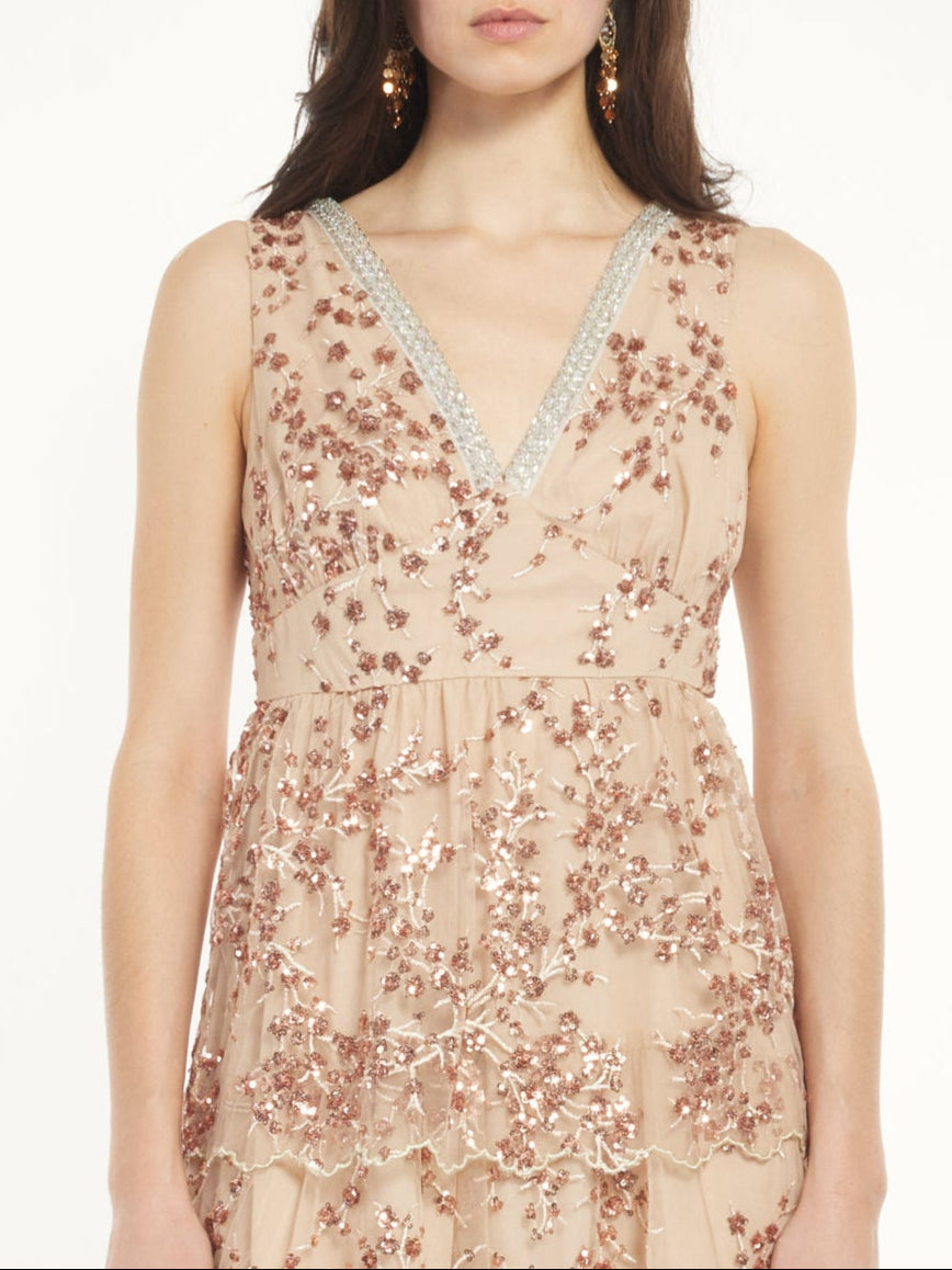 Embellished Floral Tulle Dress