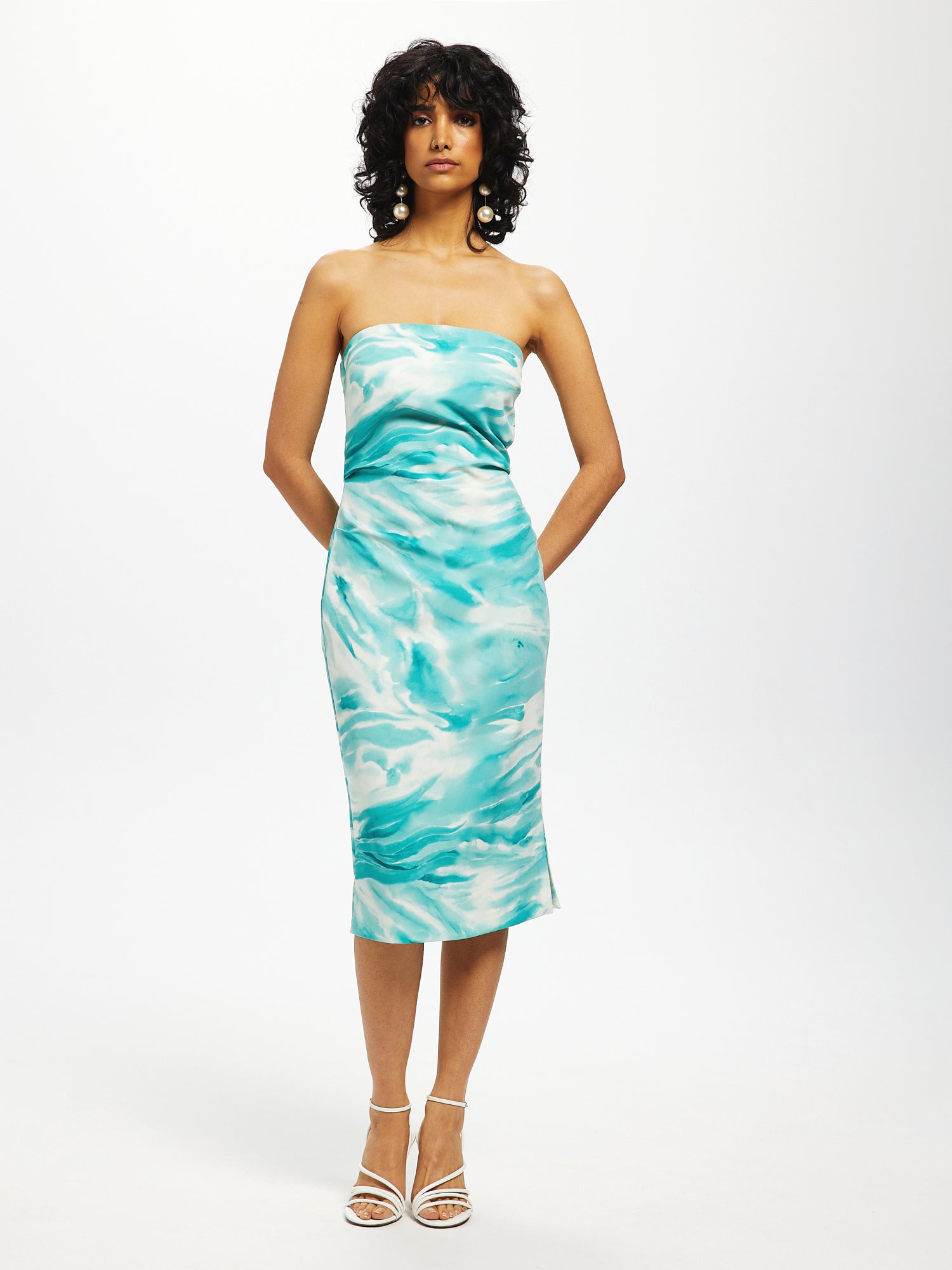 Robe bustier marbrée