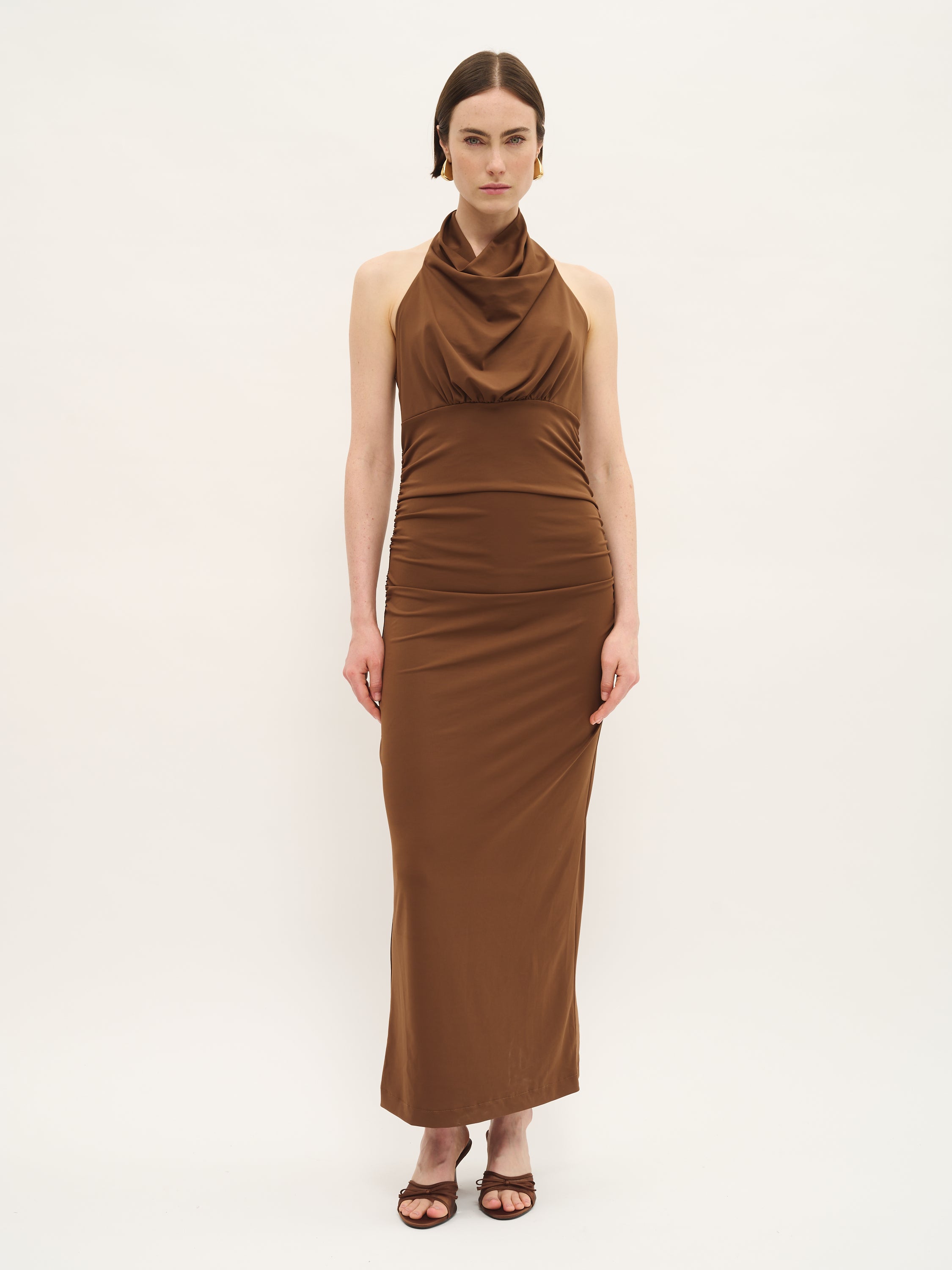 Draped Halter Maxi Dress