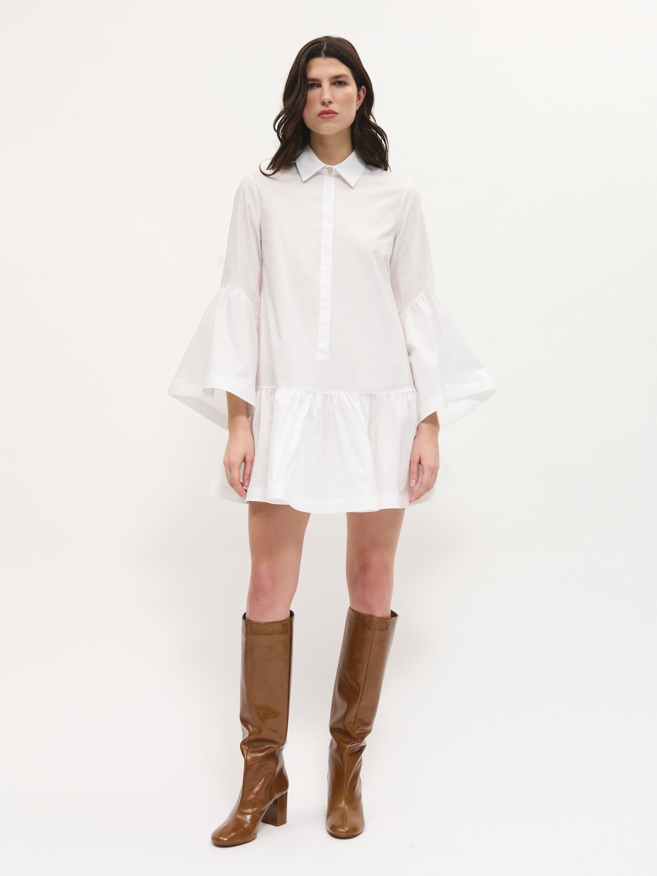 Ruffled Shirt Dress