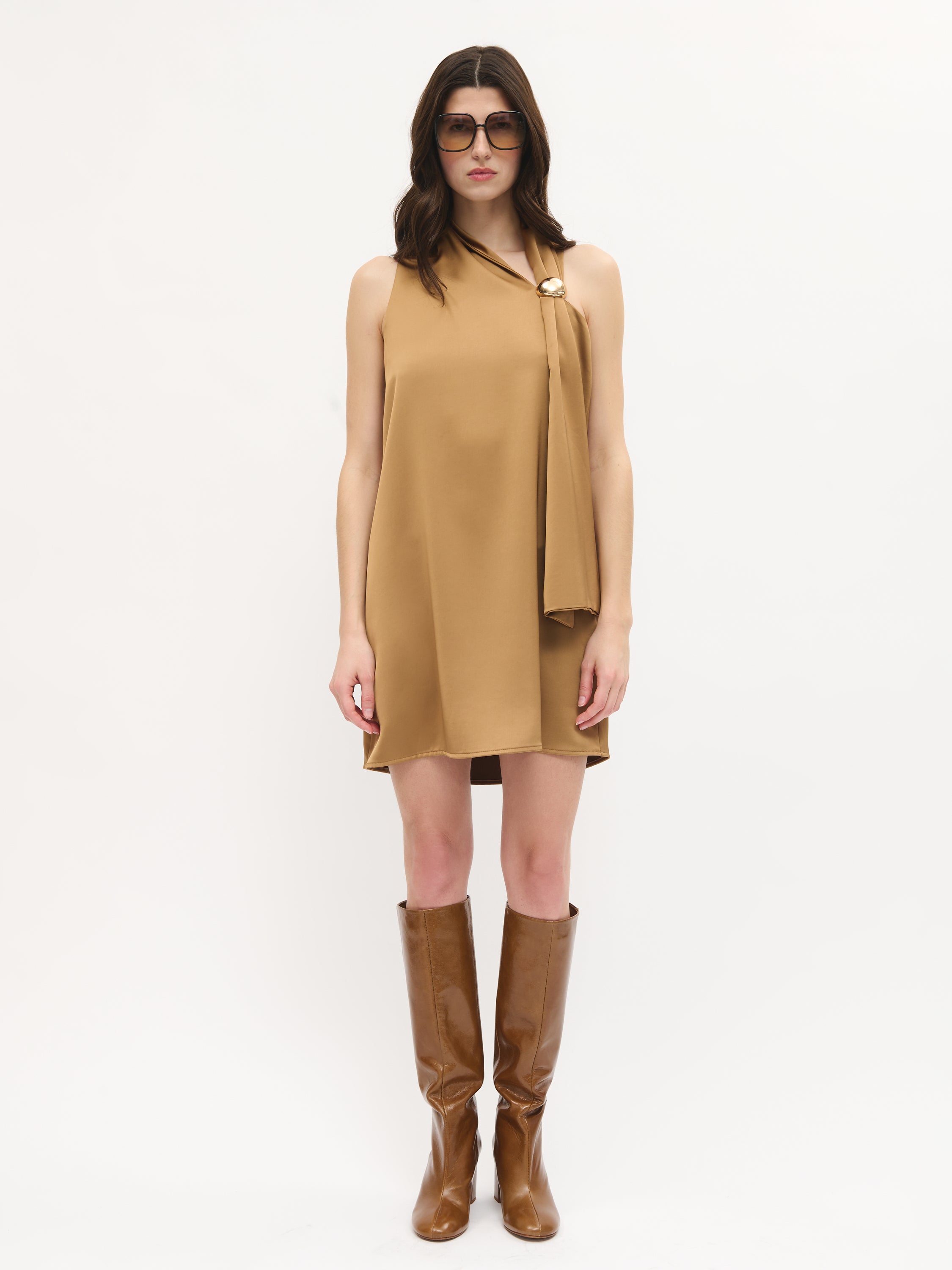 Gold Appliqué Mini Dress