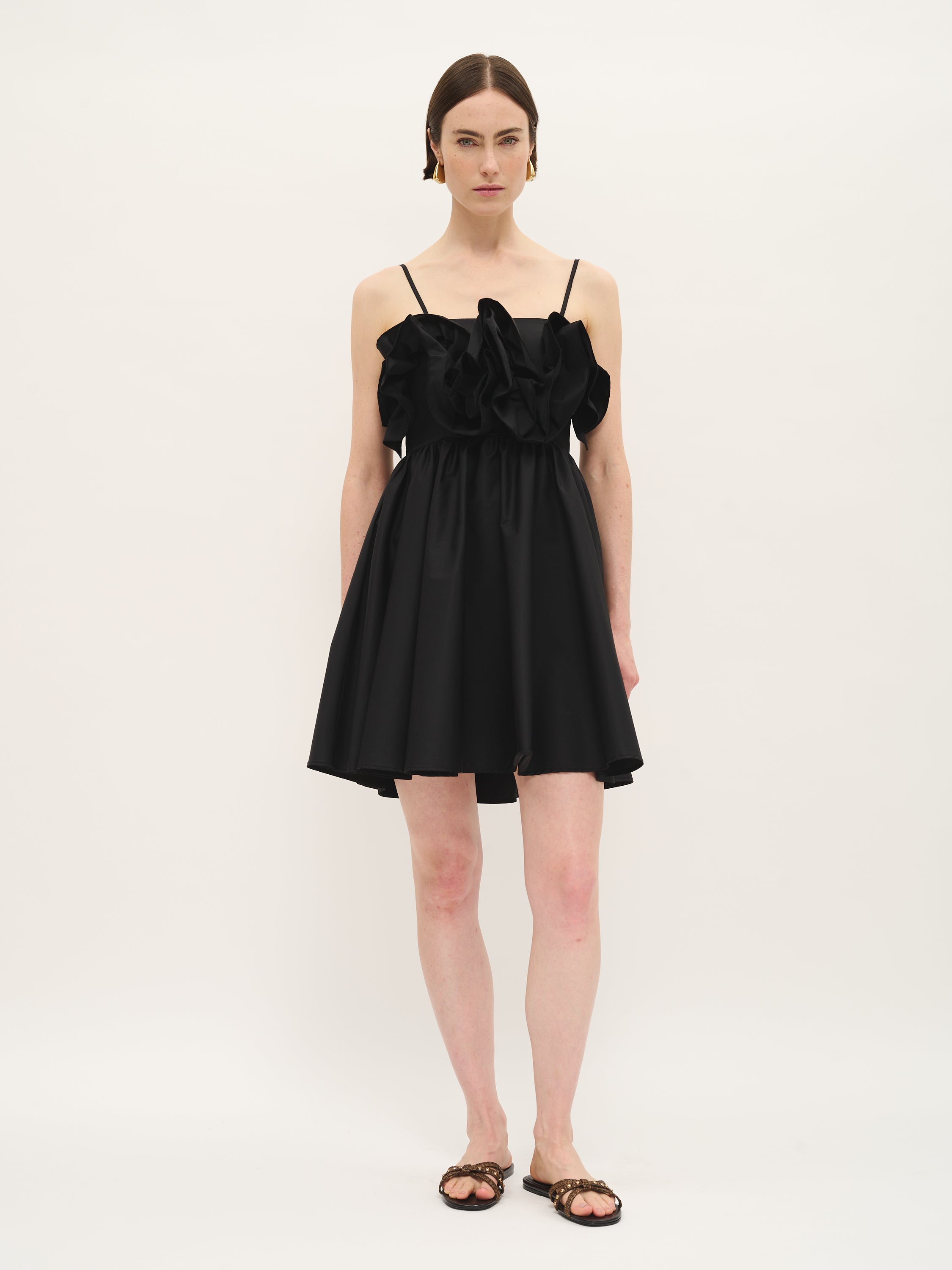 Gathered Front Cotton Mini Dress