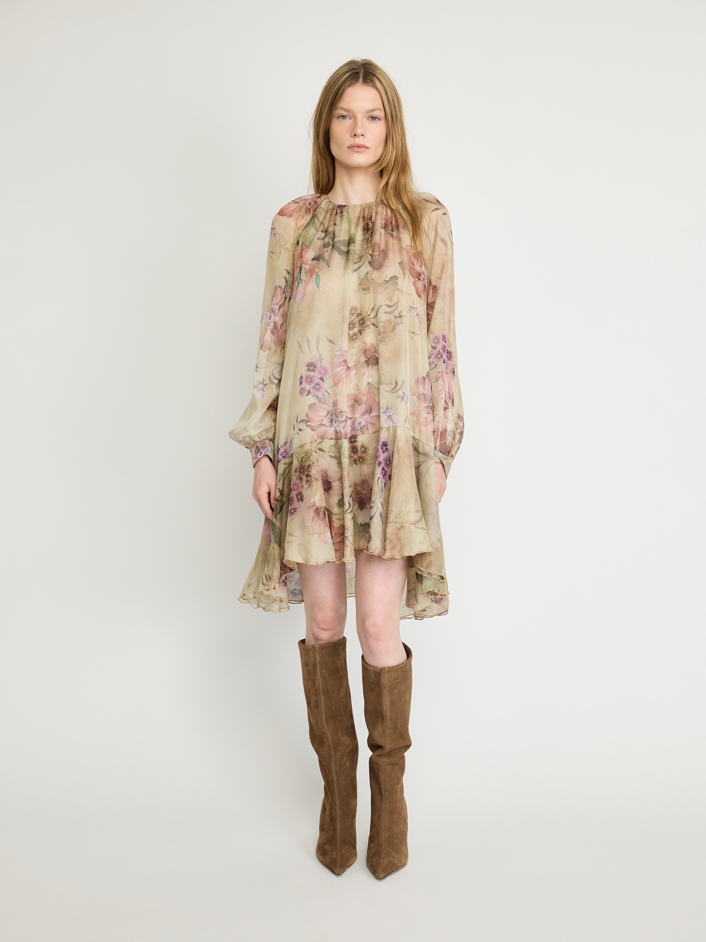 Floral Chiffon Mini Dress