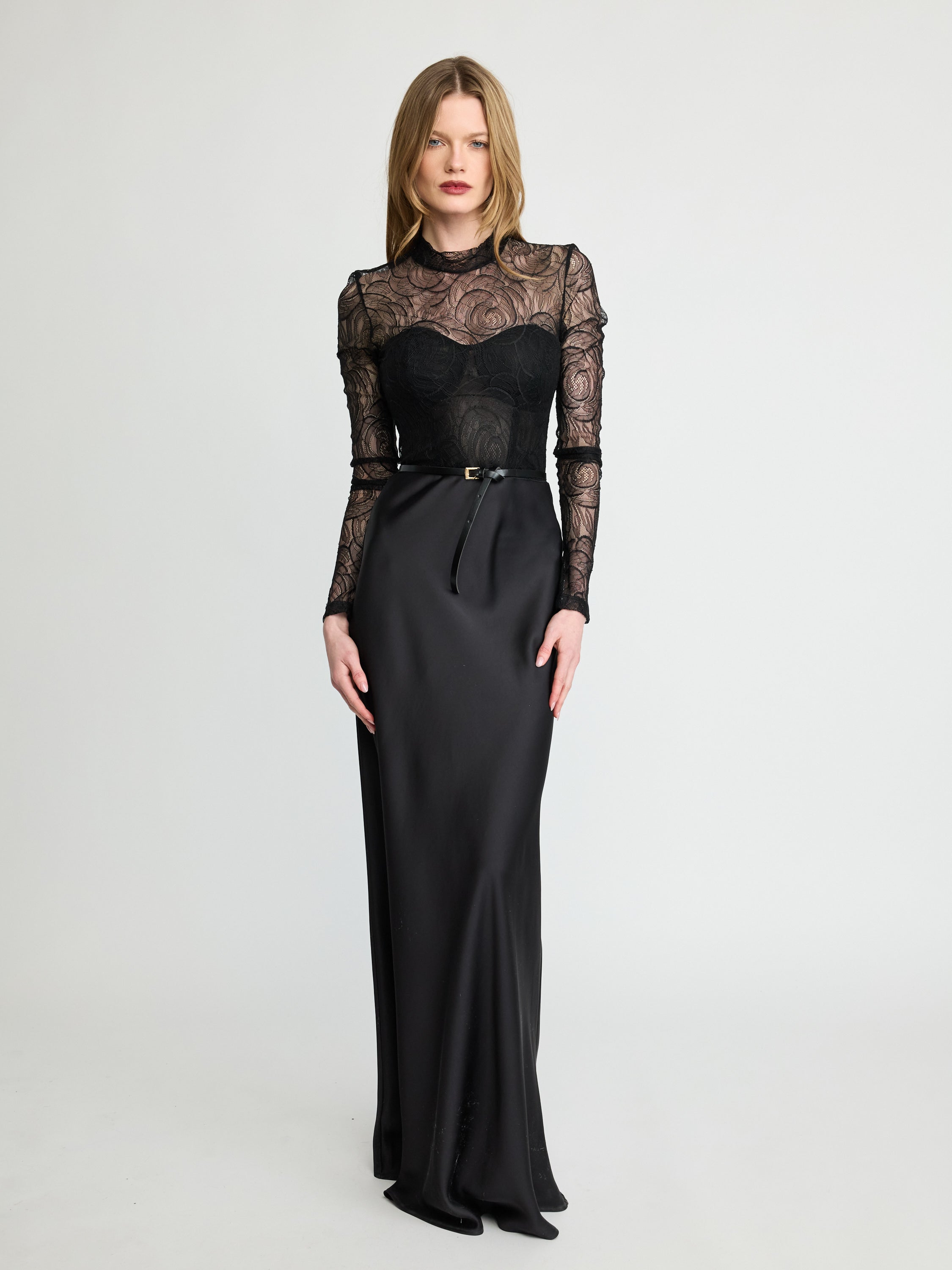 Sheer Lace Bodice Gown