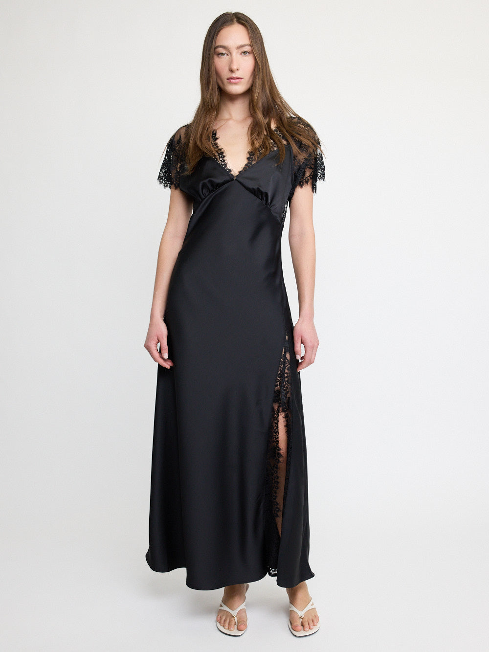 Satin Long Dress Lace
