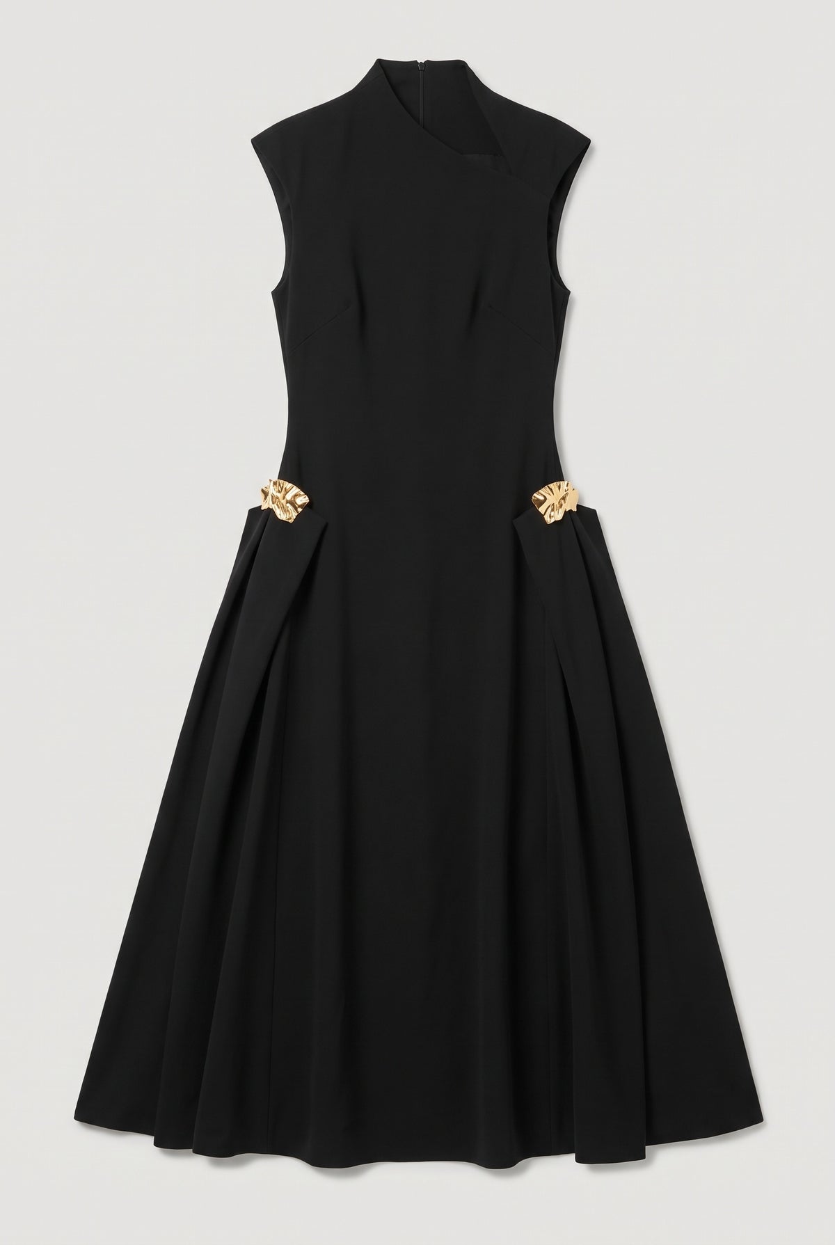 Sleeveless Draped Dress - Black - flat lay