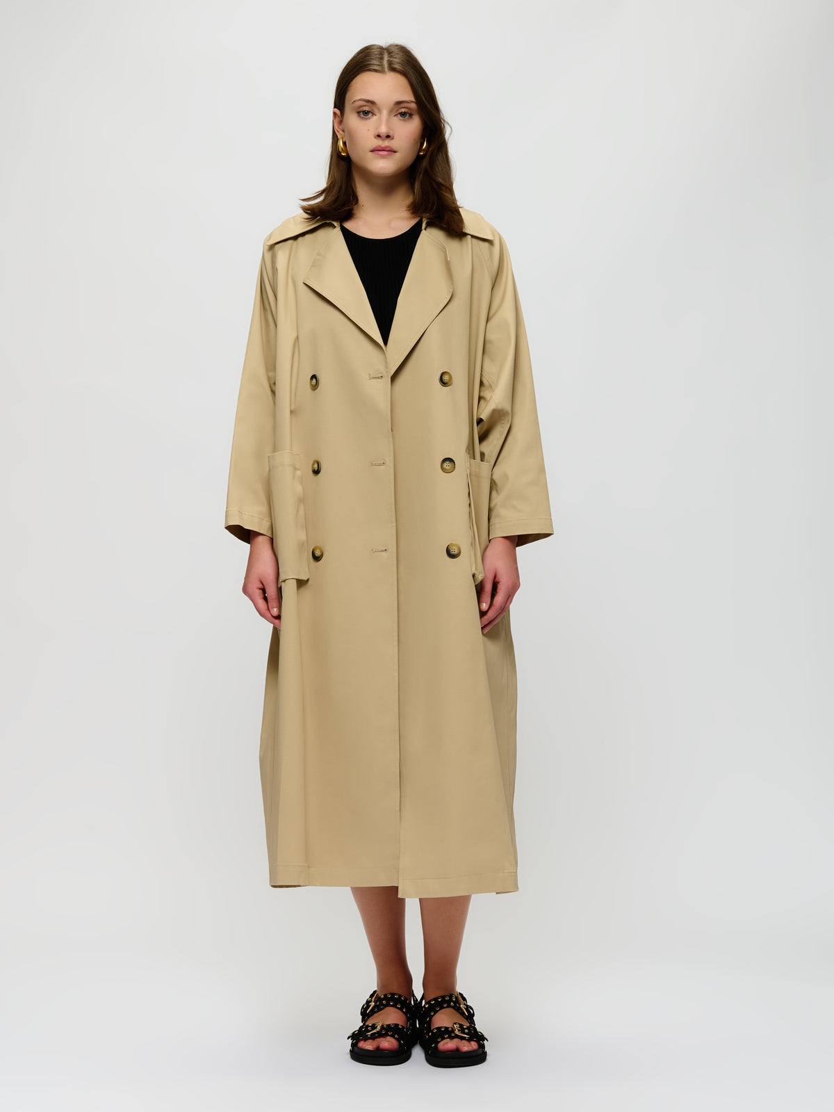 Oversize Double Breasted Cotton Trench
