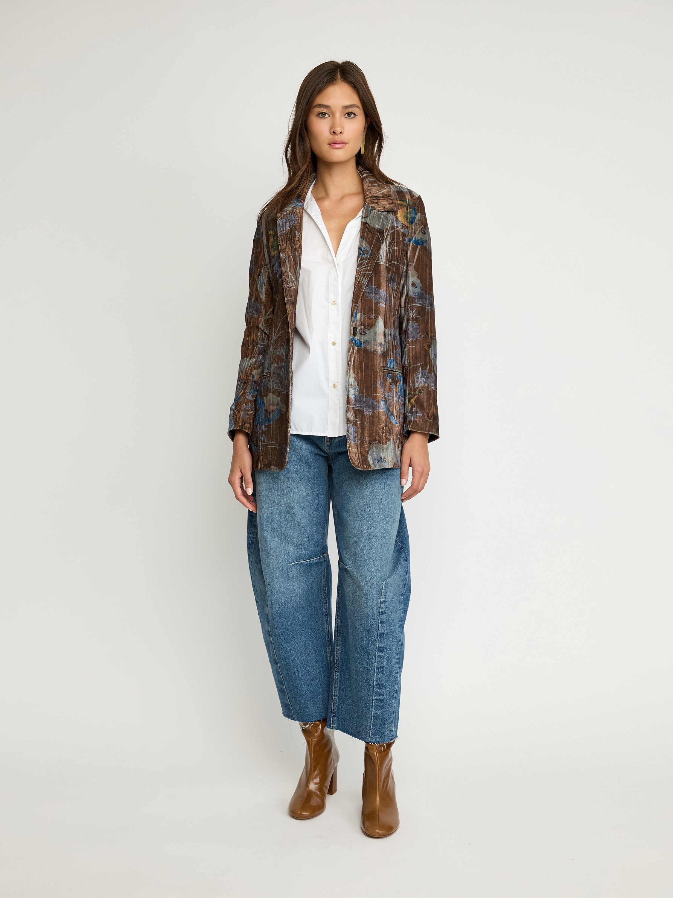 Blazer à imprimé floral texturé