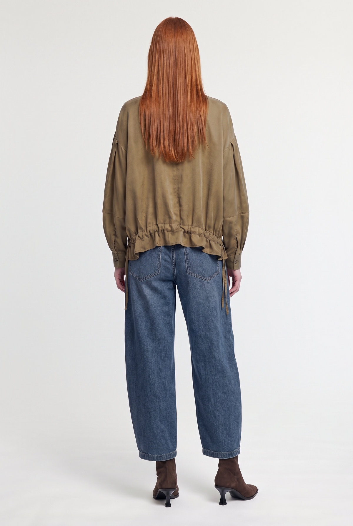 Khaki utility shirt jacket - Khaki - back view