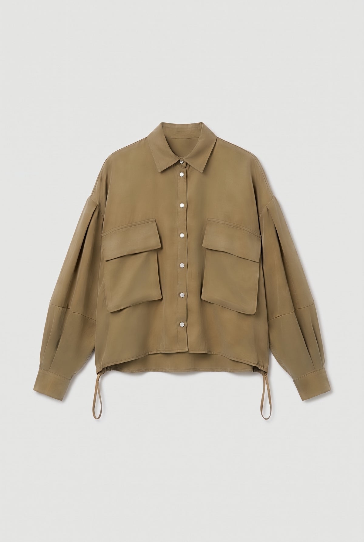 Khaki utility shirt jacket - Khaki - flat lay