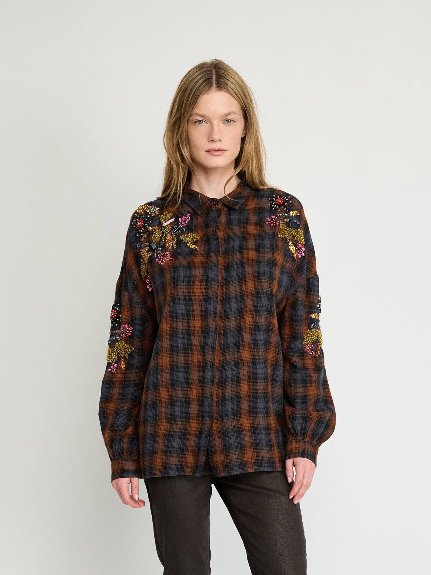 Embroidered Plaid Shirt