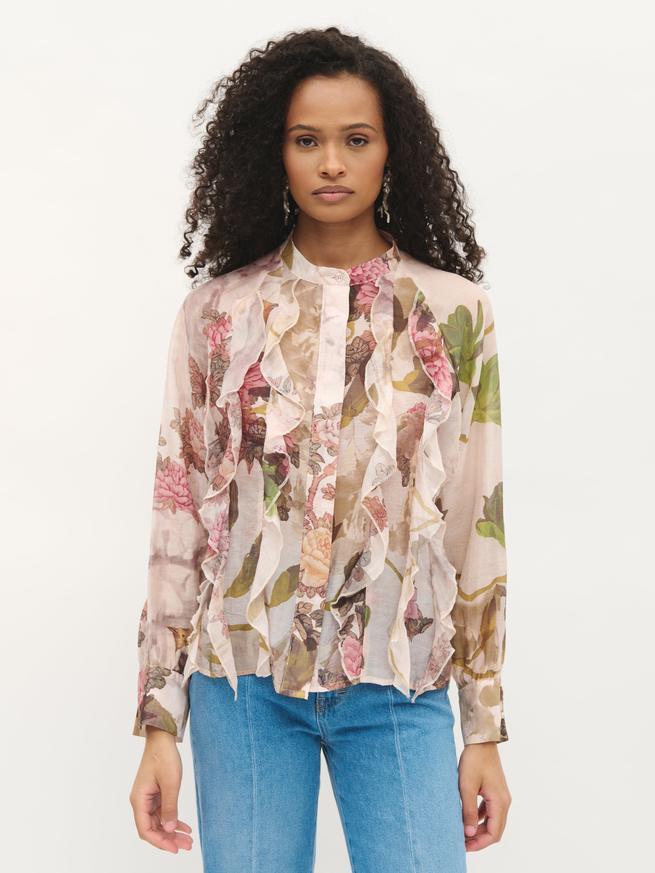 Chemisier fleuri semi-transparent