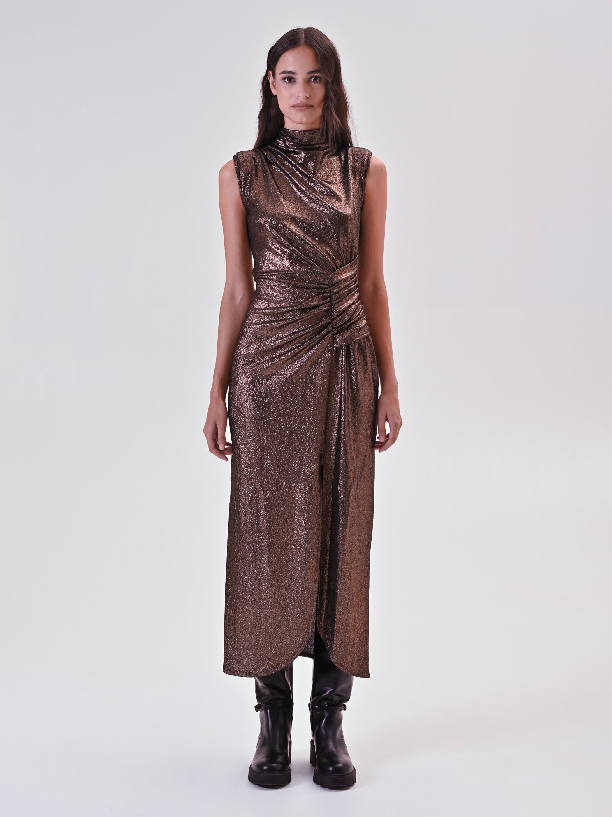 Draped Bronze Dress